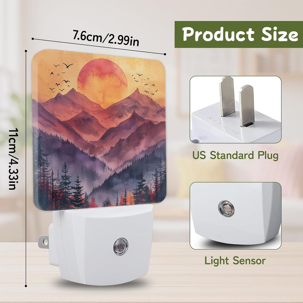 Night Light, Mountain Sunset Night Lights Plug into Wall Decor for Bedroom Bathroom Hallway Kitchen, Dusk to Dawn Sensor Gift for Women…