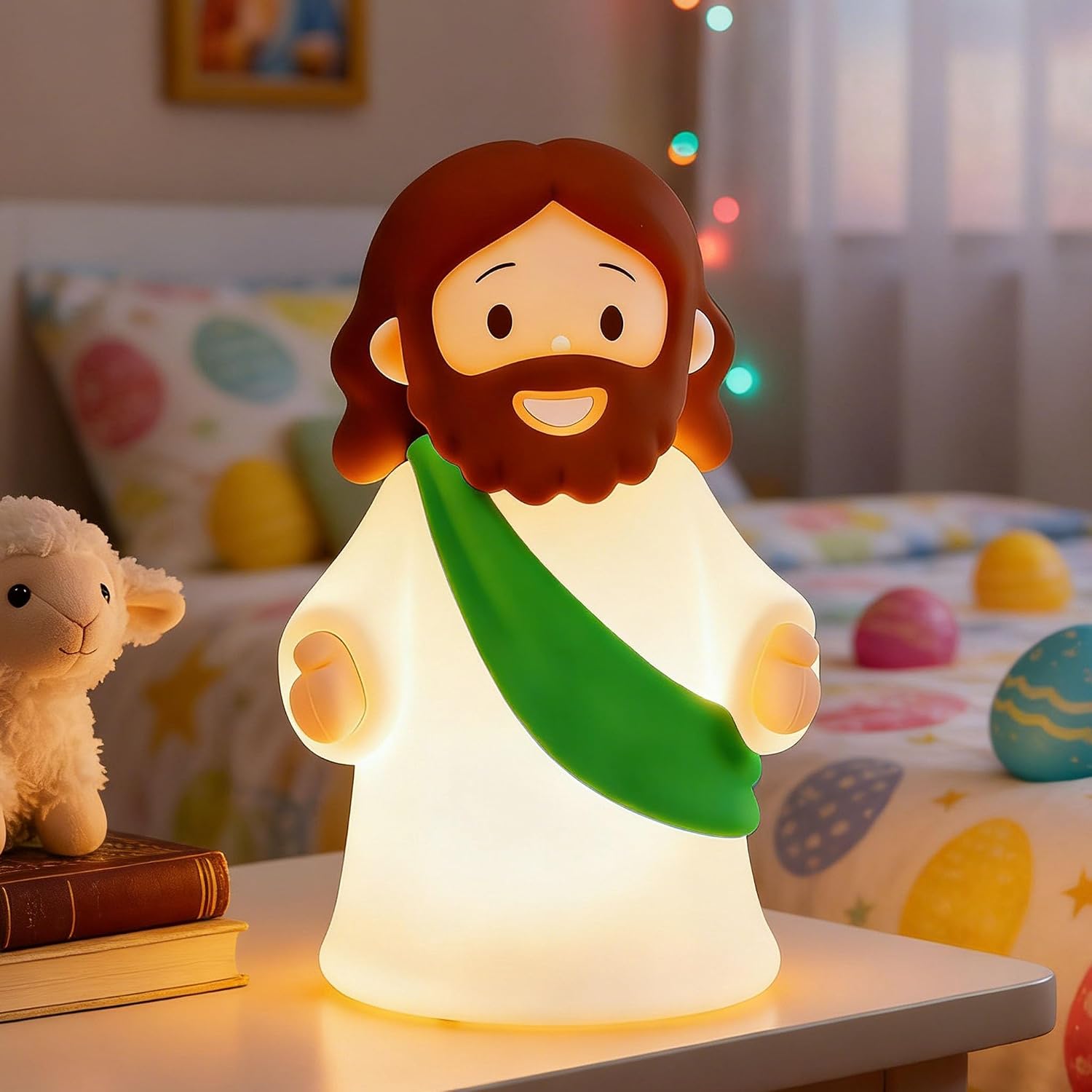 Jesus Night Light Rechargeable Bedside Night Light Dimmable Silicone LED Light Ideal for Religious Gatherings, Gifts for Sunday School…