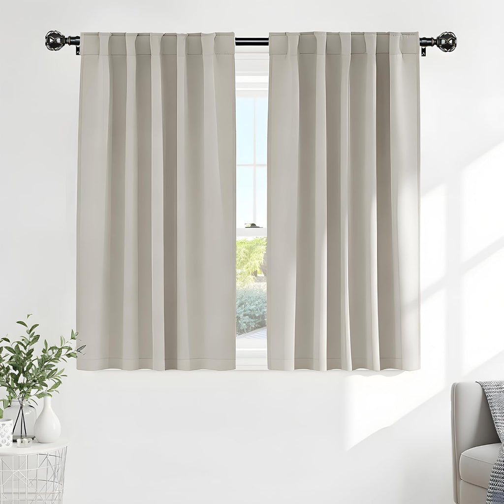 Ponydance PONY DANCE Short Black Out Curtain Panels for Basement, Small Curtains for Bathroom, Thermal Insulated Tiers for Basement, 34x54…