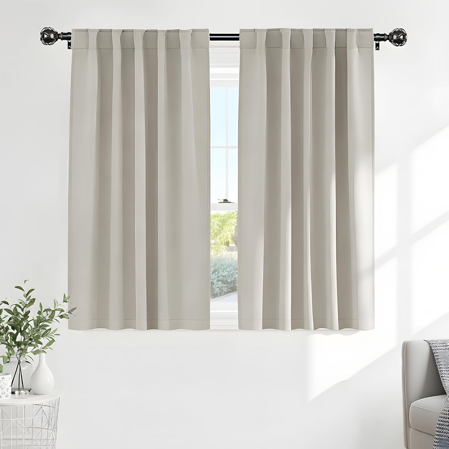 Ponydance PONY DANCE Short Black Out Curtain Panels for Basement, Small Curtains for Bathroom, Thermal Insulated Tiers for Basement, 34x54…