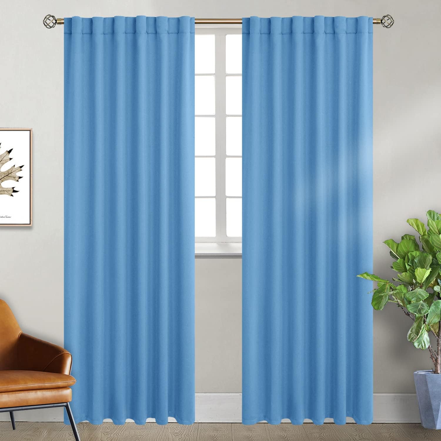 BGment Rod Pocket and Back Tab Curtains for Bedroom - Thermal Insulated Room Darkening Curtains for Living Room, 2 Window Curtain Panels (5…