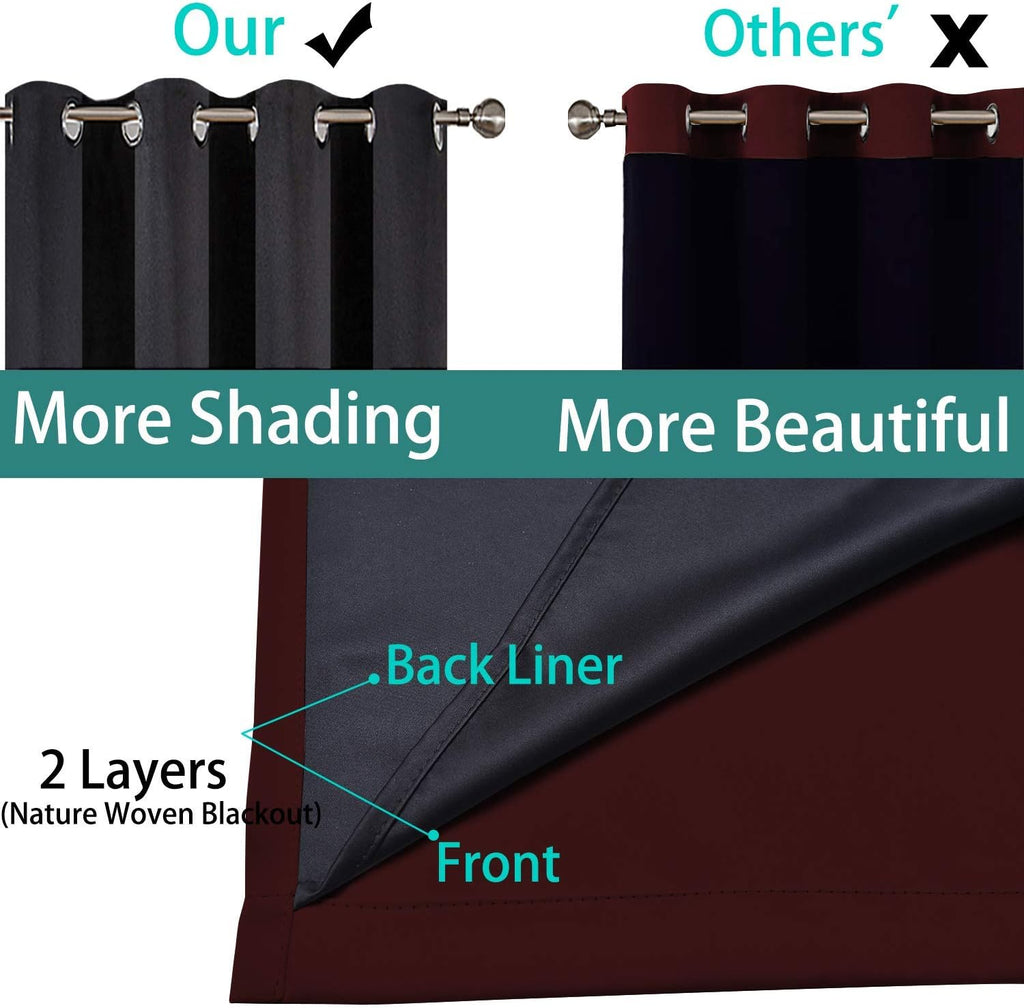 Yakamok 100% Blackout Extra Wide Thermal Insulated Curtains, Total Shade Patio Door Curtain, Full Light Shading Sliding Door Drape Room…