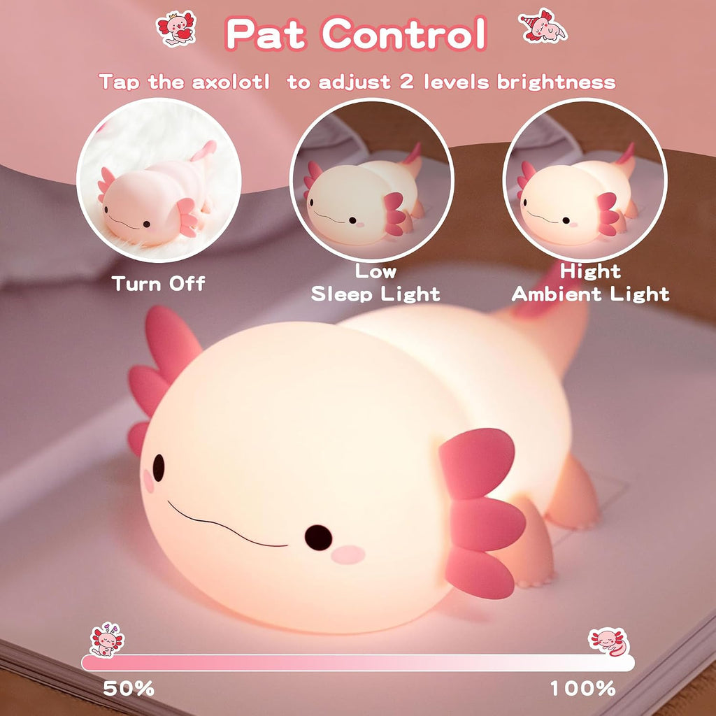 FAMIDUO-BrightenYourLife FAMIDUO Axolotl Lamp, Cute Axolotl Night Light, Dimmable Silicone Animal Nursery Night Light, Adorable Rechargeable S…