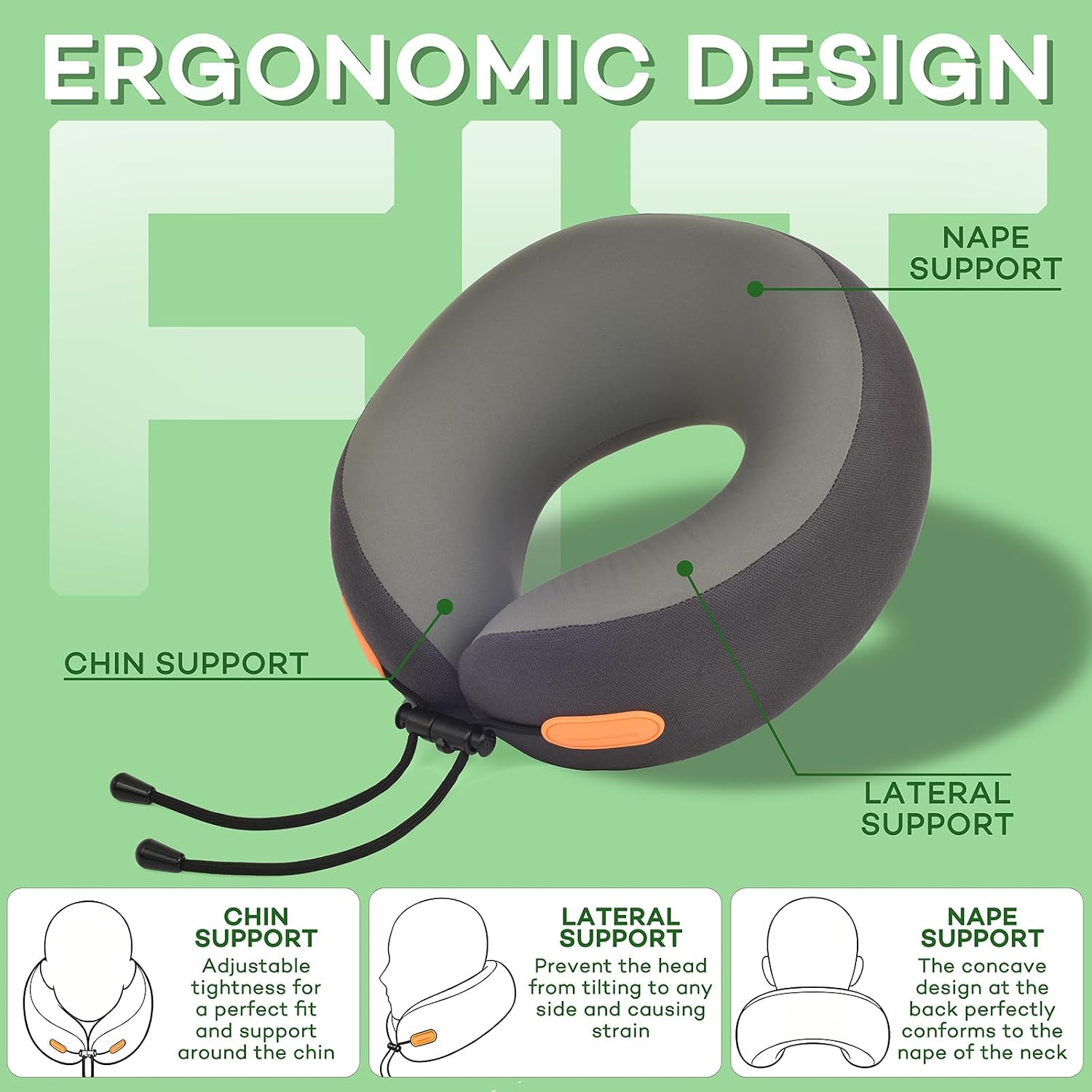 DIVINE DELUXE 360° Support Memory Foam Travel Neck Pillow – Adjustable Fit for Airplane, Car, Train & Office | No Head Bobbing or Dr…