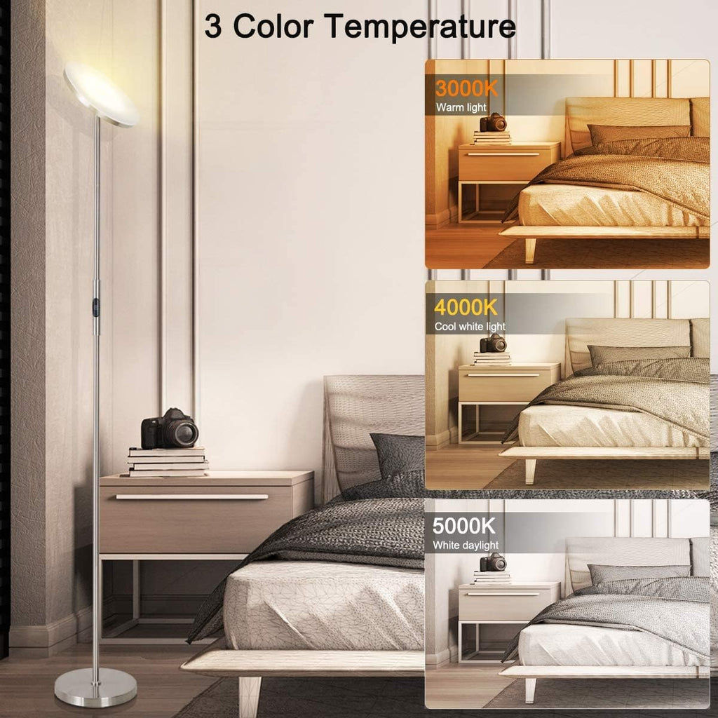 Floor Lamp,30W/2400LM Sky LED Modern Torchiere 3 Color Temperatures Super Bright Floor Lamps-Tall Standing Pole Light with Remote & Touch…