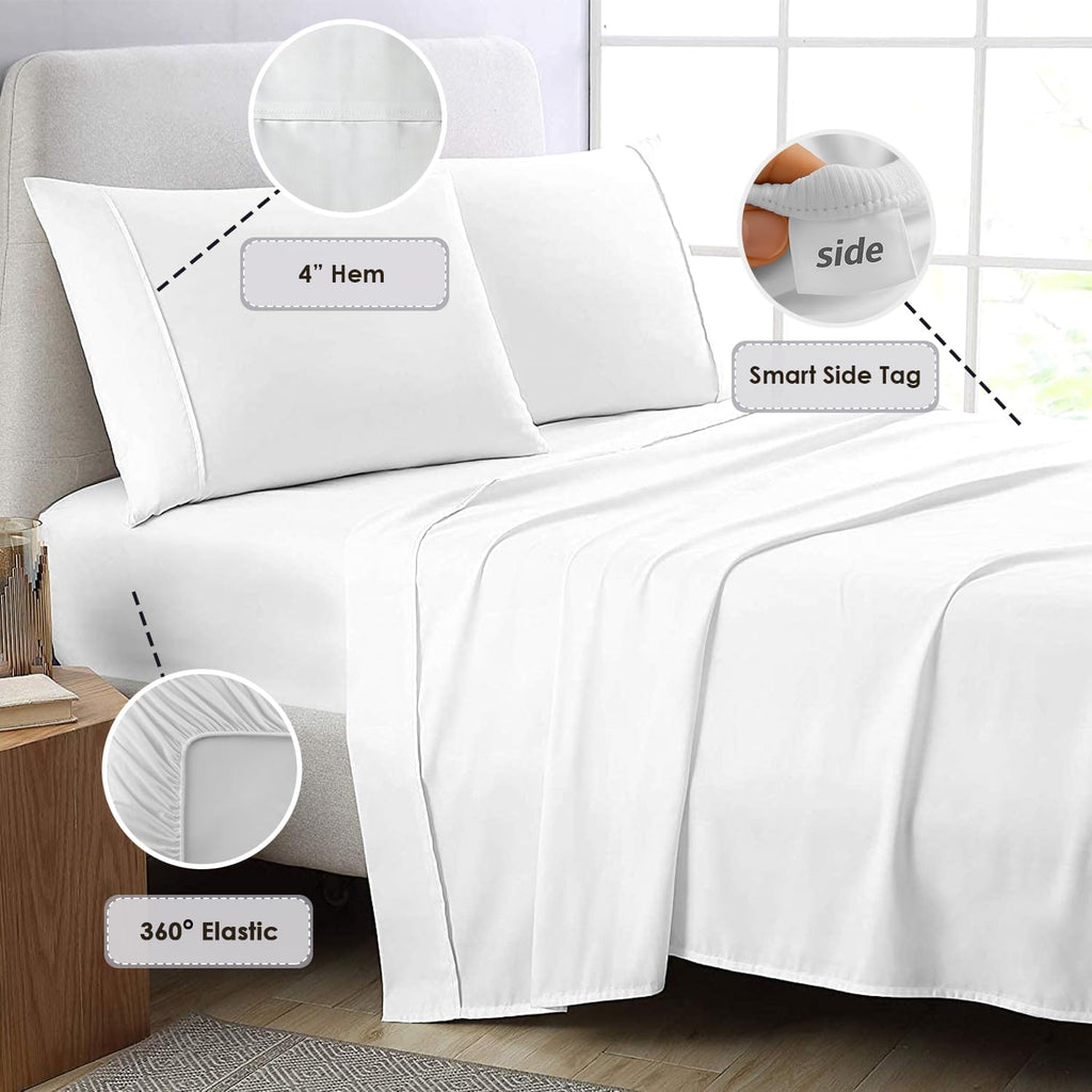 Pizuna Twin Sheet Set 100% Luxury Cotton 800 Thread Count Soft Sateen Weave Breathable Hotel Quality Cooling Bed Sheets Twin Size Bedding S…