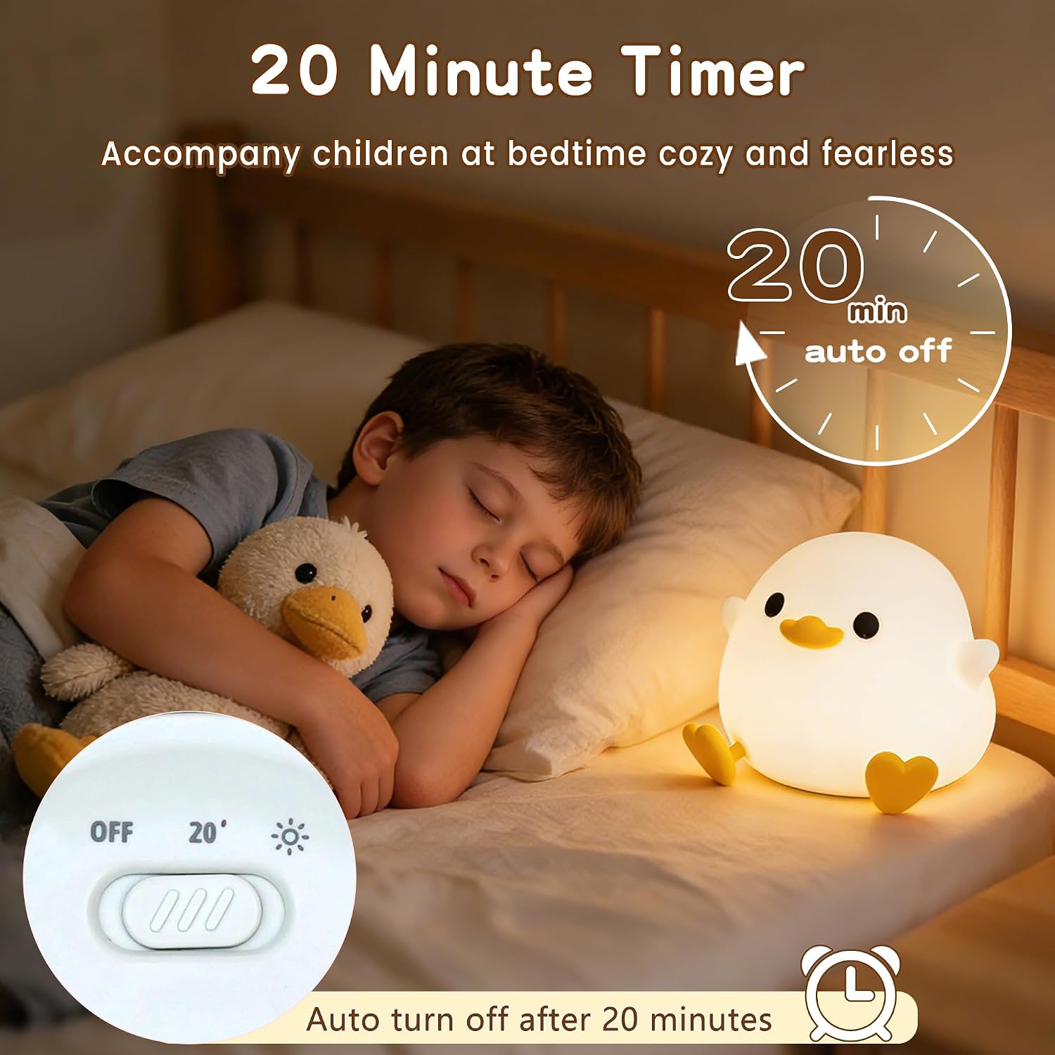 FAMIDUO-BrightenYourLife FAMIDUO Duck Night Light, Cute DoDo Duck Lamp, Squishy Silicone Dimmable Bedside Light for Baby Kids Nursery with…