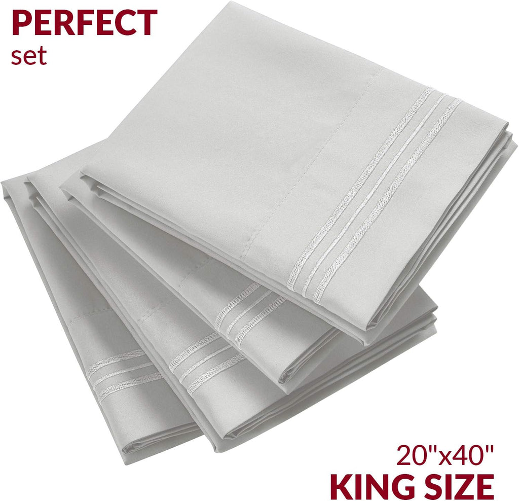 Mellanni Pillow Cases Set - 4 PC Iconic Collection Pillowcases - Hotel Luxury, Extra Soft, Cooling Pillow Covers - Wrinkle, Fade, Stain Res…