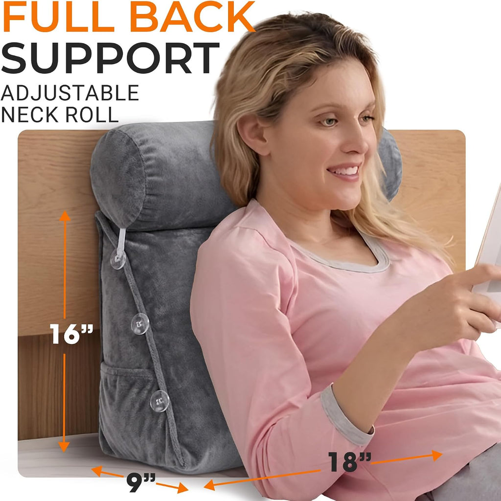 Cheer Collection Reading Wedge Pillow - Adjustable Wedge Reading Pillow with Neck Support, Hollow Fiber-Filled Backrest Pillow for…