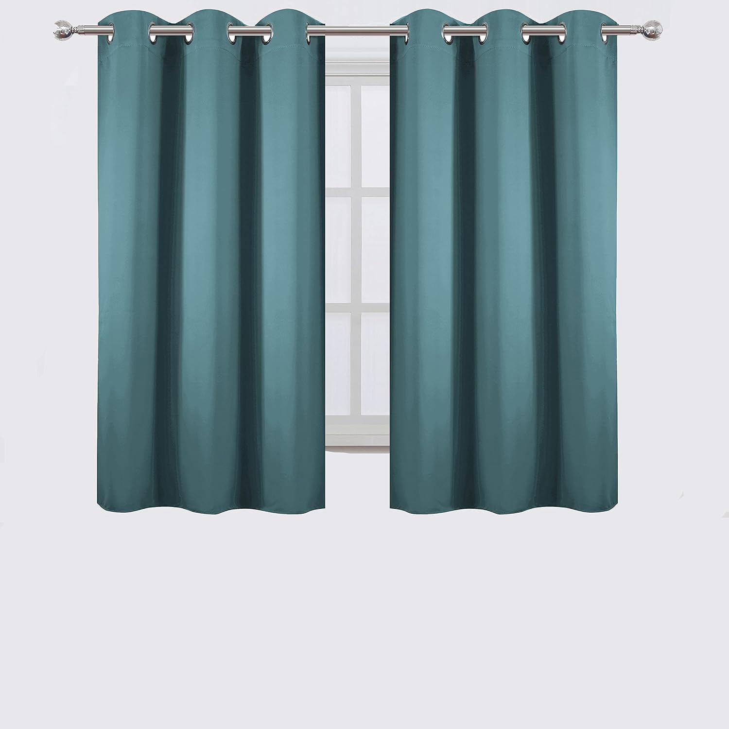 Lemomo Sea Teal Thermal Blackout Curtains/38 x 54 Inch/Set of 2 Panels Room Darkening Curtains for Bedroom 54 Inch silver