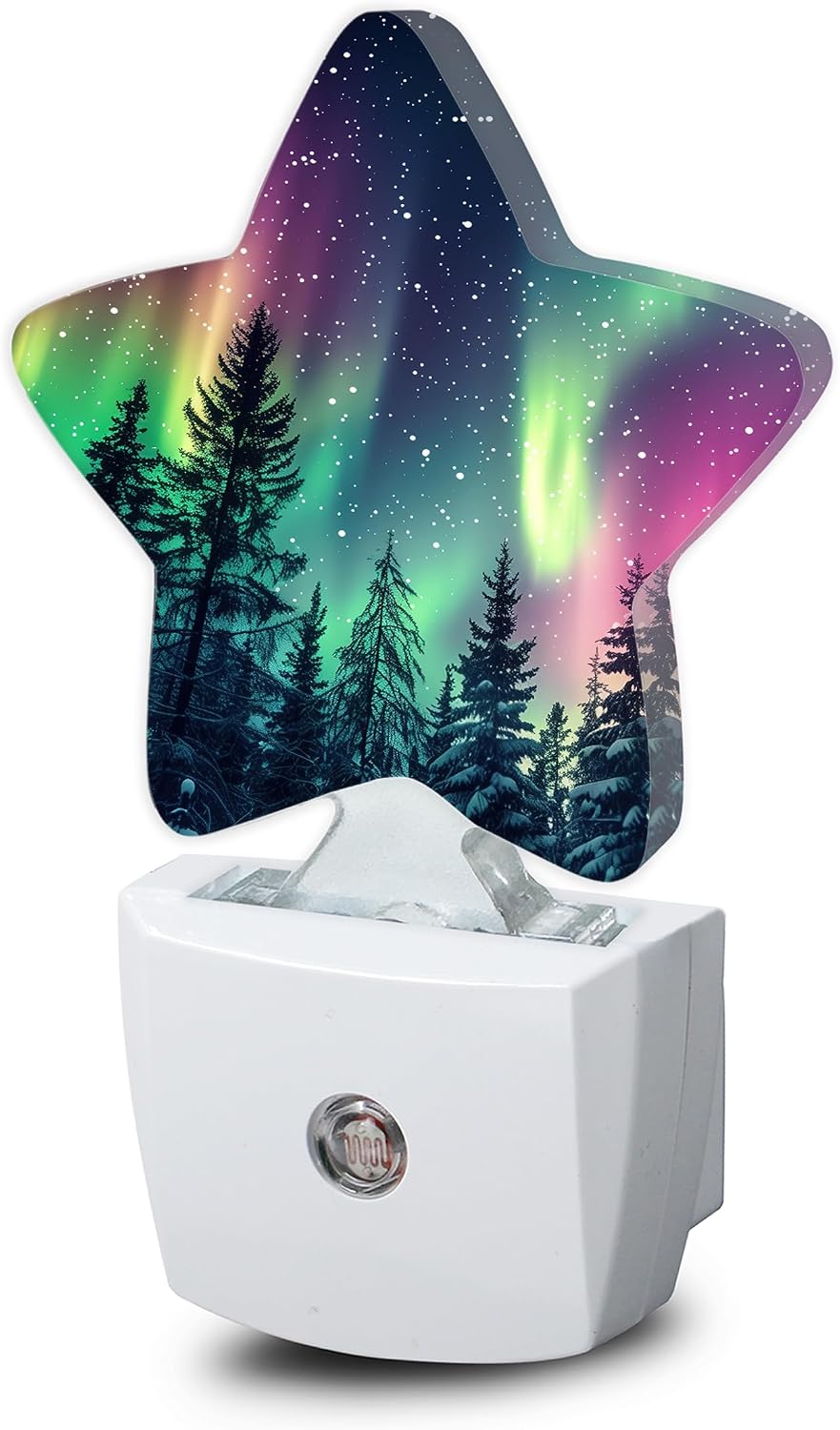 Snowmolle Night Light, Aurora Forest Plug into Wall with Dusk to Dawn Light Sensors, Northern Winter Aurora Warm Star Nightlights for Bedroom…
