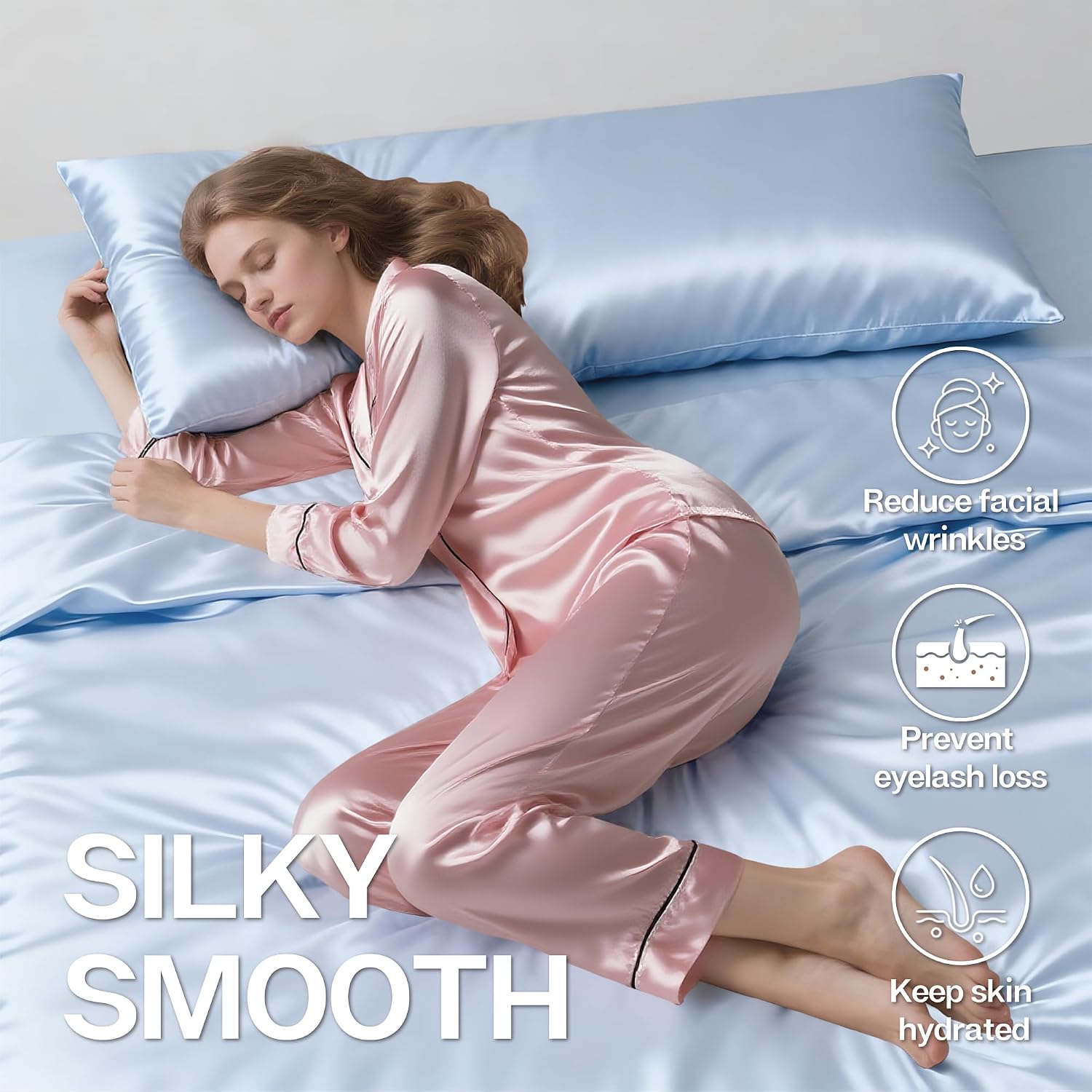 MR&HM Satin Body Pillow Cover, Soft and Breathable Body Pillow Case with Envelope Closure, Cooling and Silky Long Pillowcase for Hair and…