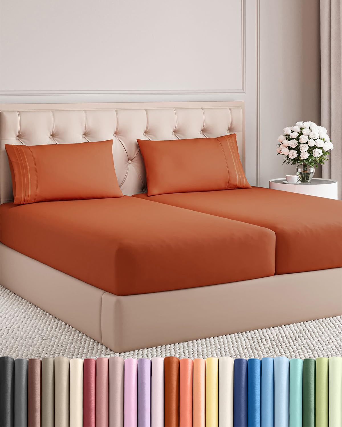 Split King Size 5 Piece Sheet Set - Comfy Breathable & Cooling Sheets - Hotel Luxury Bed Sheets for Women & Men - Deep Pockets, Easy-Fit…