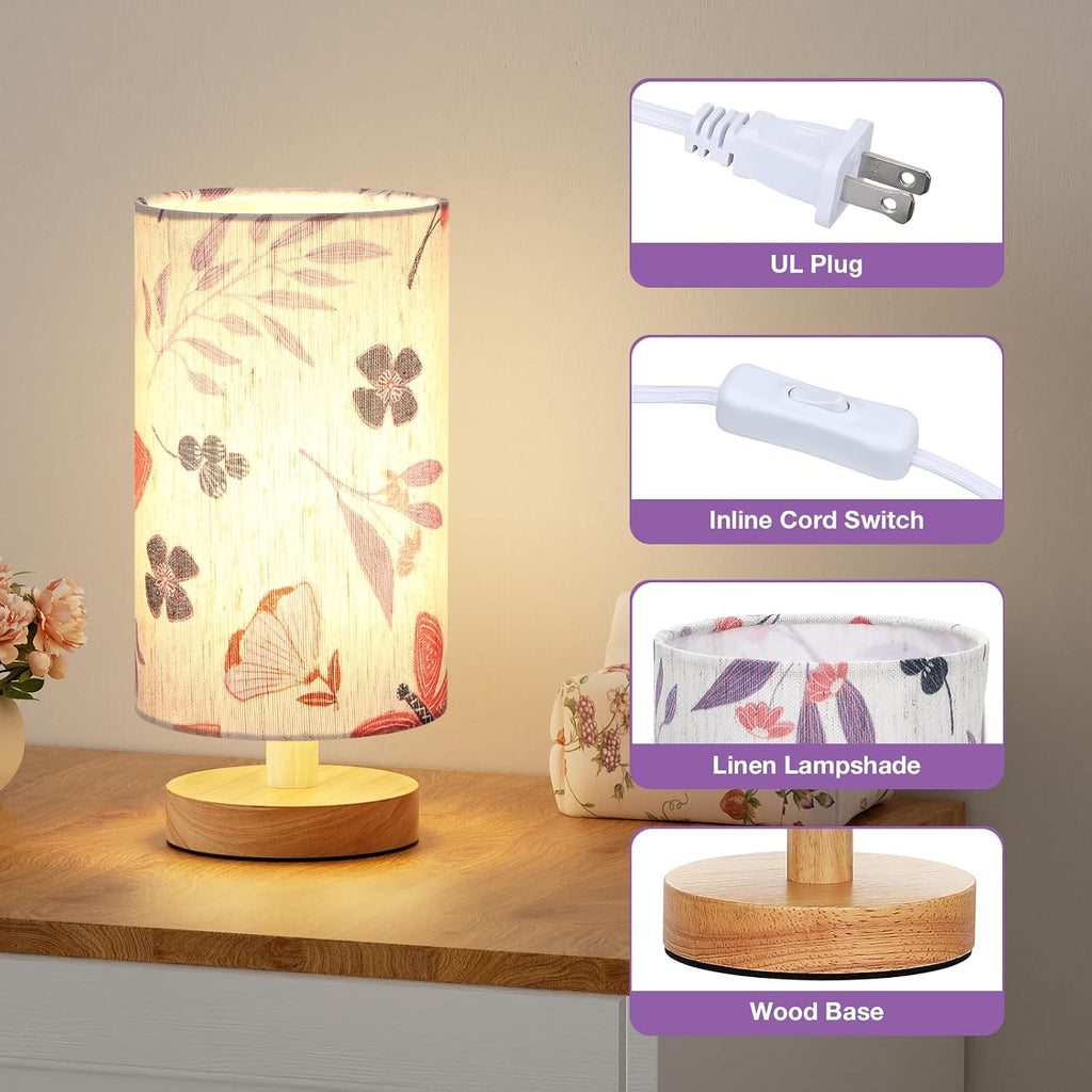 Fenmzee Butterfly Table Lamp for Bedroom - Inline Control, Small Bedside Lamp with 3000K A15 LED Blub, Easy Assembly (Butterfly Cream…