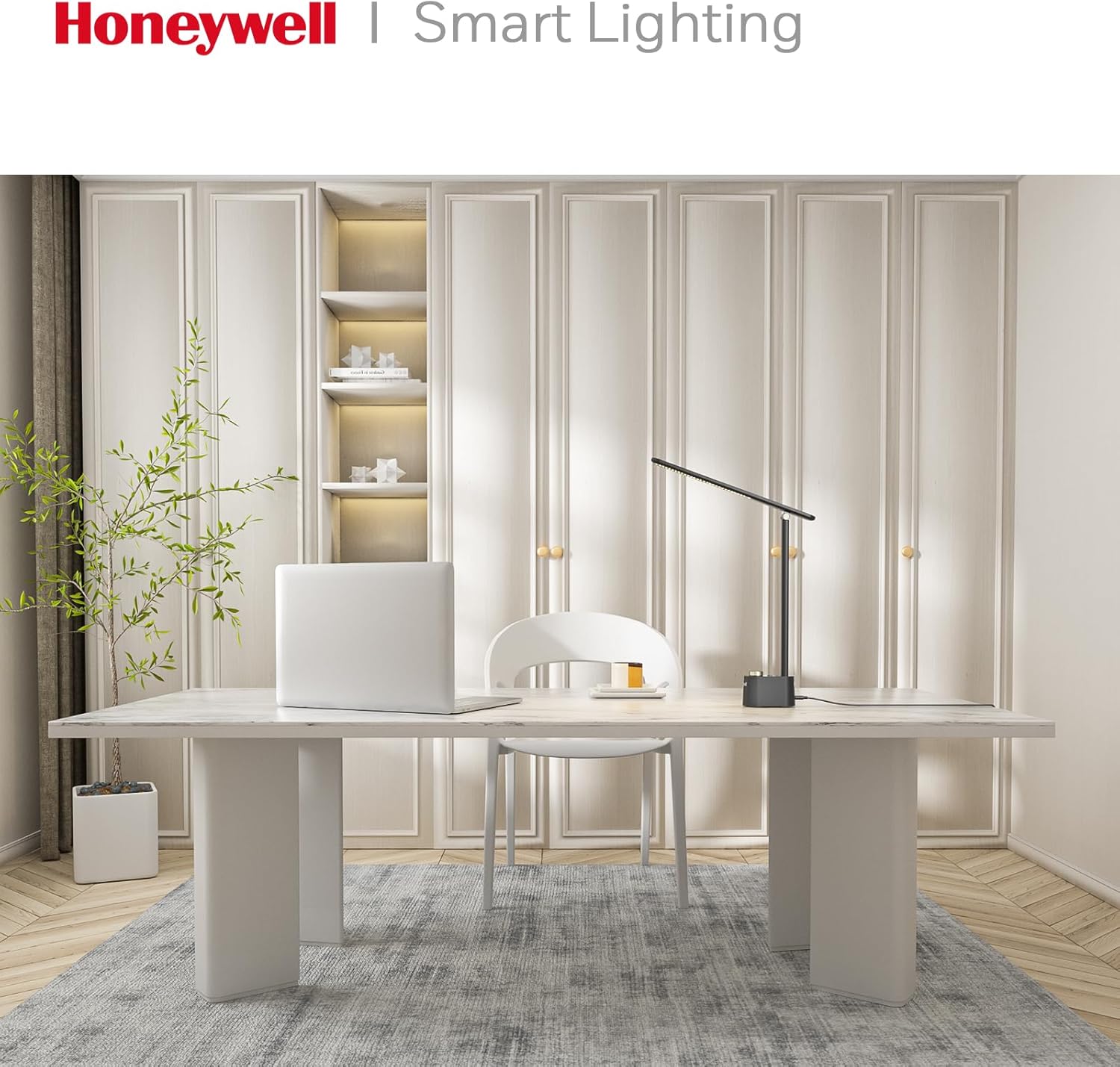 HoneywellAirComfort Honeywell SunturaluxTM LED Desk Lamp with USB Charging Ports HWT-H01 - Stepless Dimmable Eye Caring Desk Light for Home…
