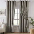 Swandream 100% Blackout Curtains for Bedroom, Double Layer Grey Curtains, Black Out Curtain 63 inch Long with Sheer Overlay for Living Room…