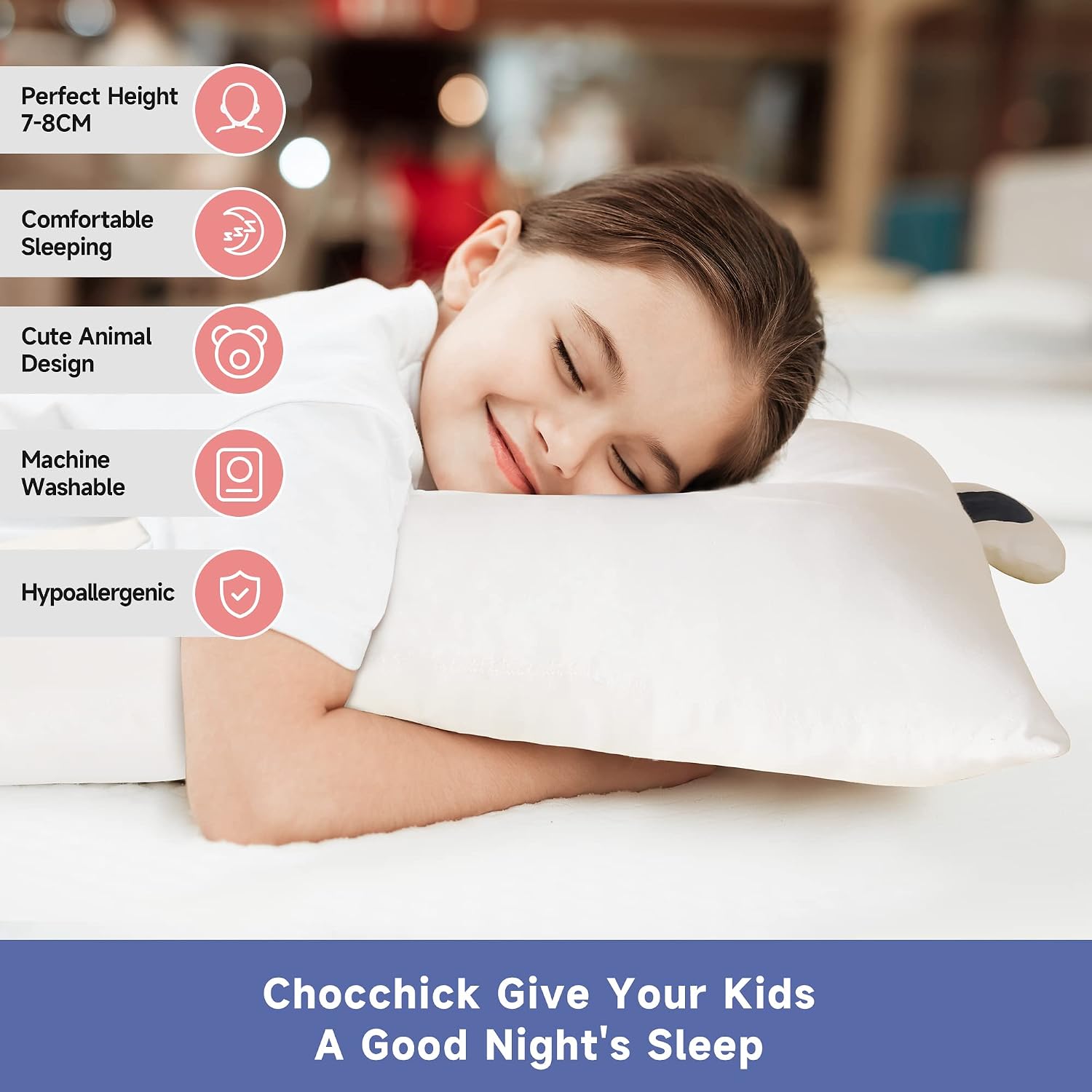 ChocChick Choc chick Toddler Pillow,20X12Inches Machine Washable Soft Hypoallergenic Kids Pillows, Child Cute Animal Design Perfect Toddler…