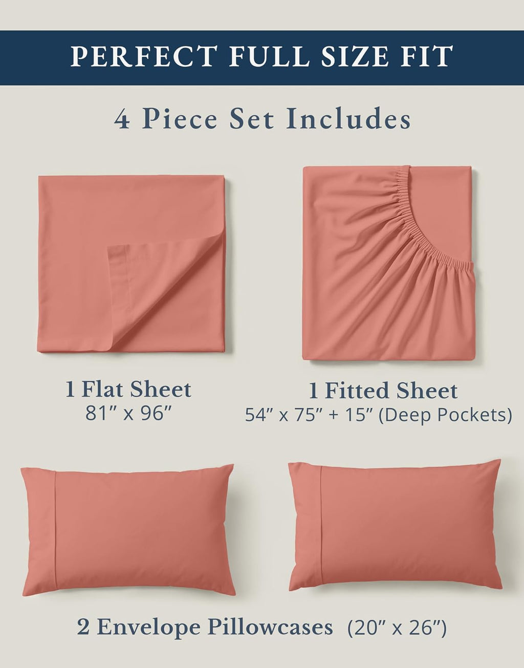 LaneLinen LANE LINEN 100% Organic Cotton Full Sheets Set, 4-Piece Pure Organic Cotton Percale Sheets, Long Staple Cotton Sheet, Ultra Soft…