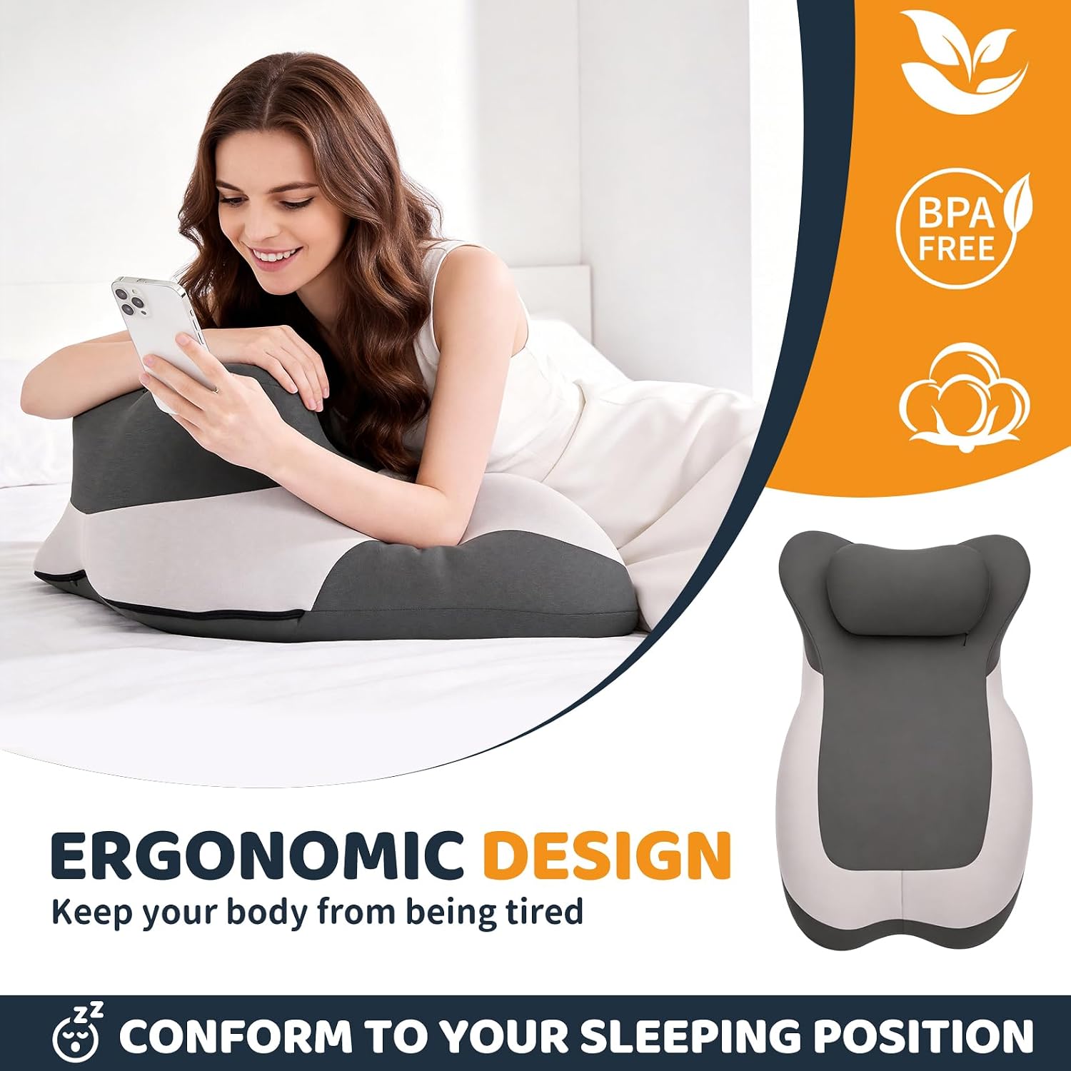 pzvdsog Memory Foam Ergonomic Wedge Pillow, Prone Pillow for Sleeping, Squat Pillow, Reading Pillow for Bed, Ideal for Massage, with…