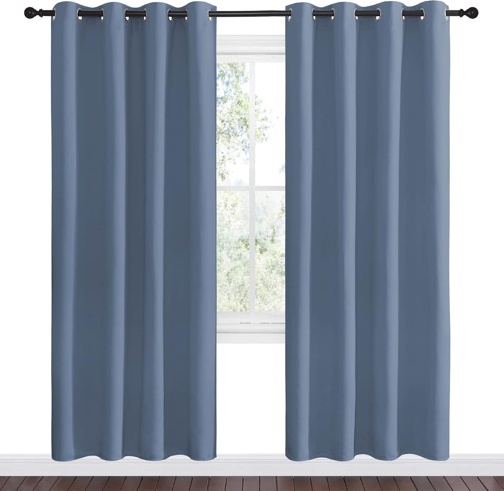 Nicetown Stone Blue Room Darkening Curtain Panels 78" Length for Bedroom Living Room, Thermal Insulated Blackout Draperies for Home Decorat…
