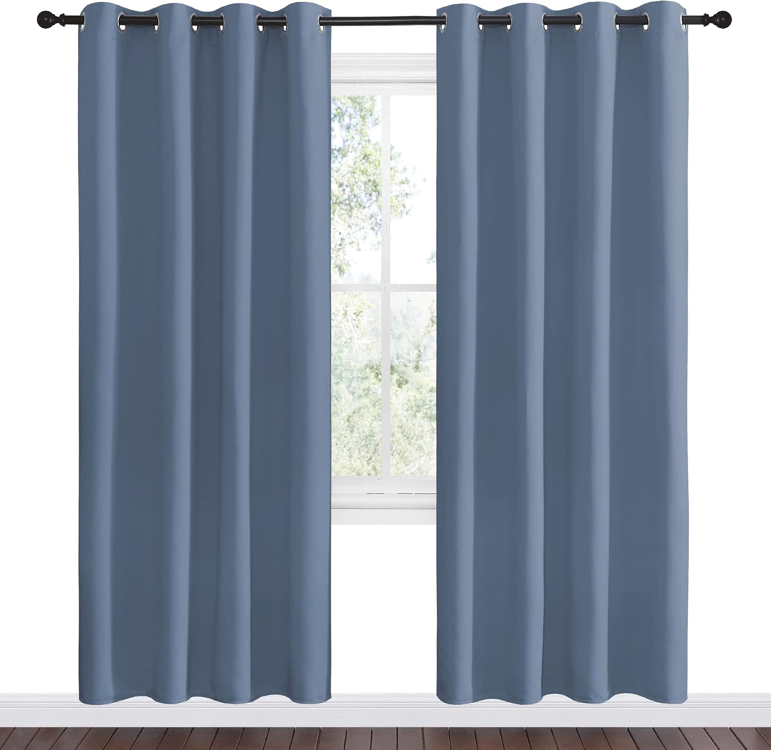 Nicetown Stone Blue Room Darkening Curtain Panels 78" Length for Bedroom Living Room, Thermal Insulated Blackout Draperies for Home Decorat…