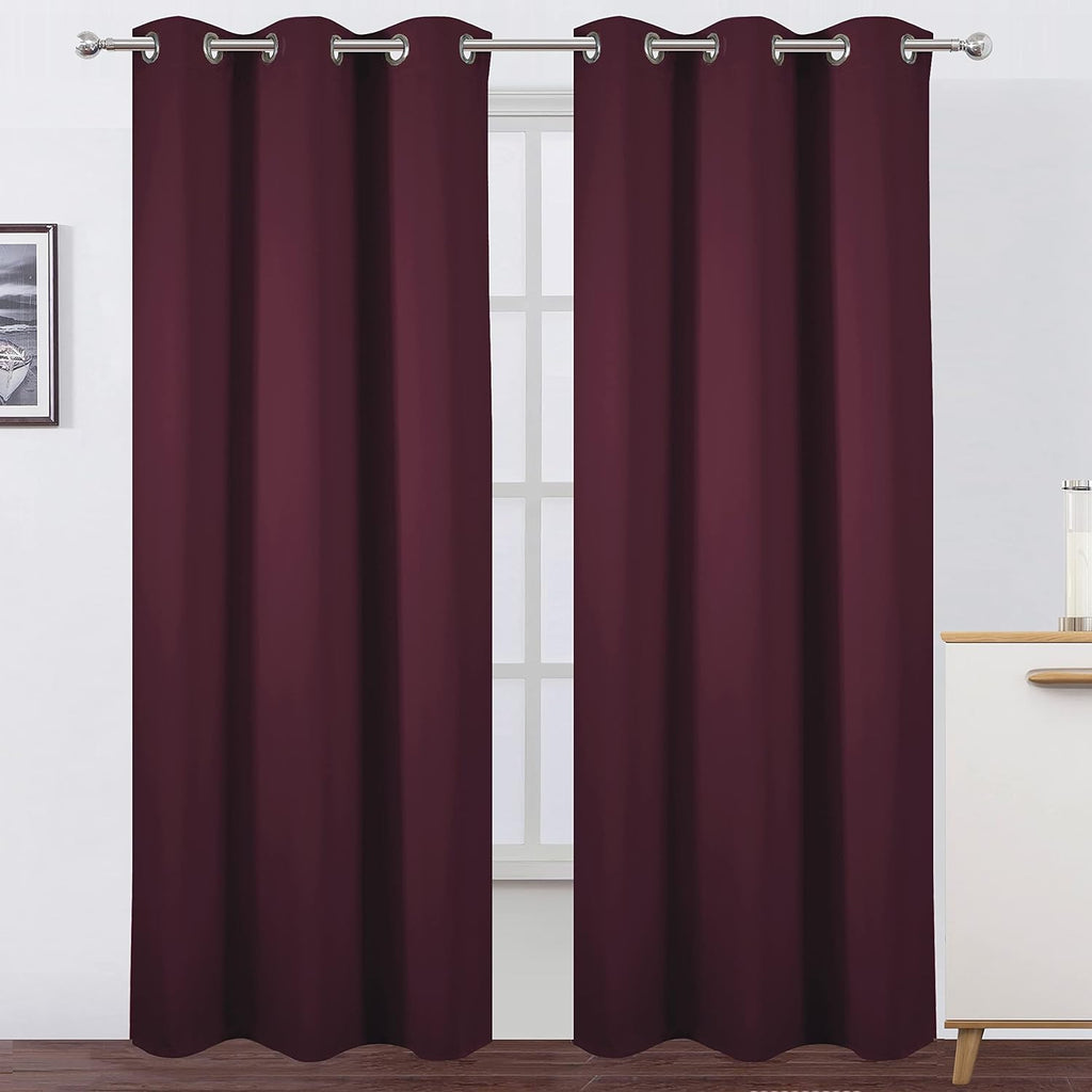 Lemomo Burgundy Red Thermal Blackout Curtains/38 x 84 Inch/Set of 2 Panels Room Darkening Curtains for Bedroom 84 Inch Red