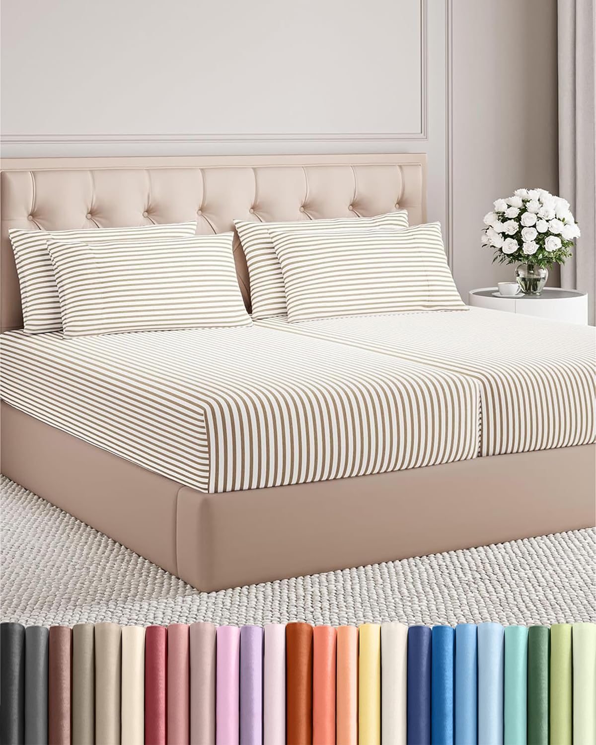 Split King 7 Piece Sheet Set - Comfy, Breathable & Cooling - Hotel Luxury Bedding for Women, Men, Kids, Teens & Children - 1 Flat & 2…