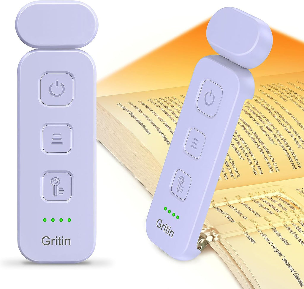 Gritin Reading Light, Book Light for Reading in Bed - Eye Caring 3 Colors, 5-Level Dimmable Brightness, Long Lasting, Compact Size…