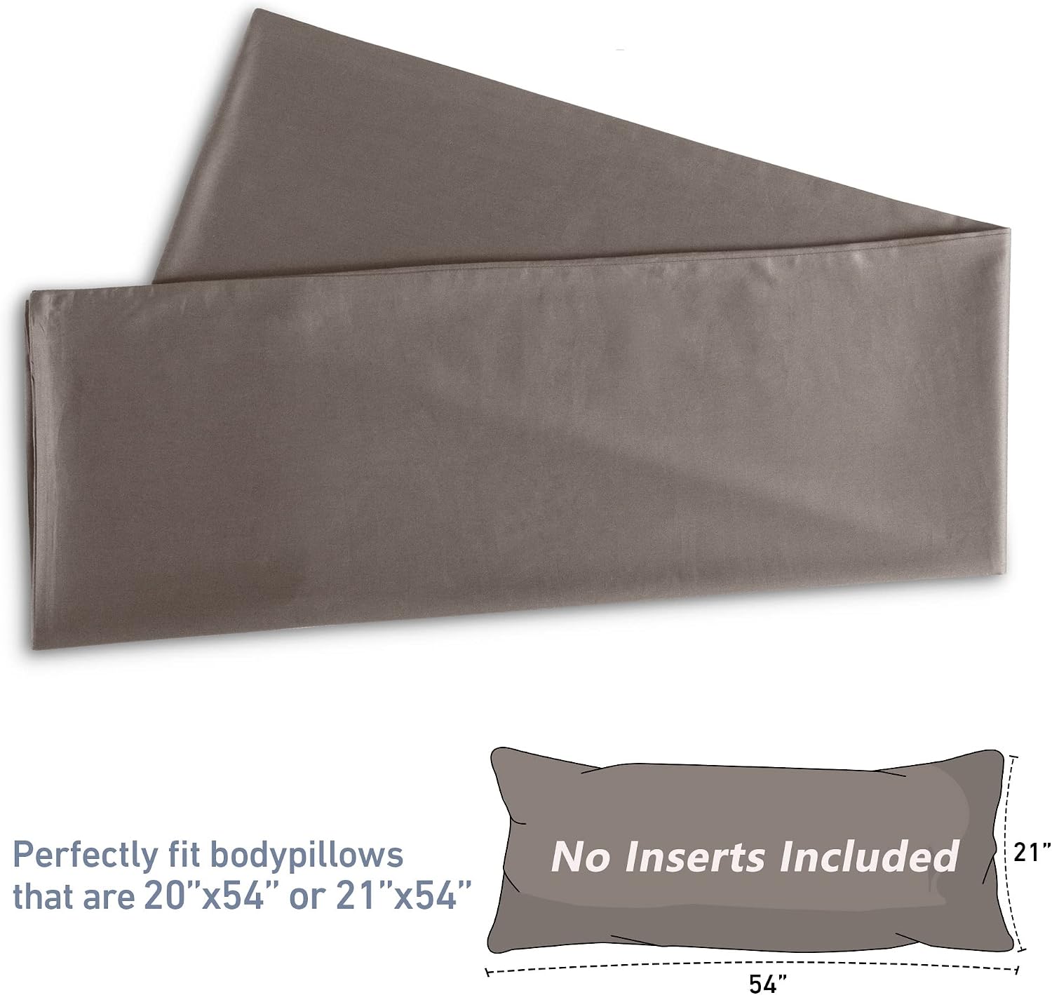 Leeden Body Pillow Cover, 100% Cotton, 800 Thread Count, Soft Breathable Long Pillow Case, Envelope Closure (Light Taupe,21"x 54") Cotton