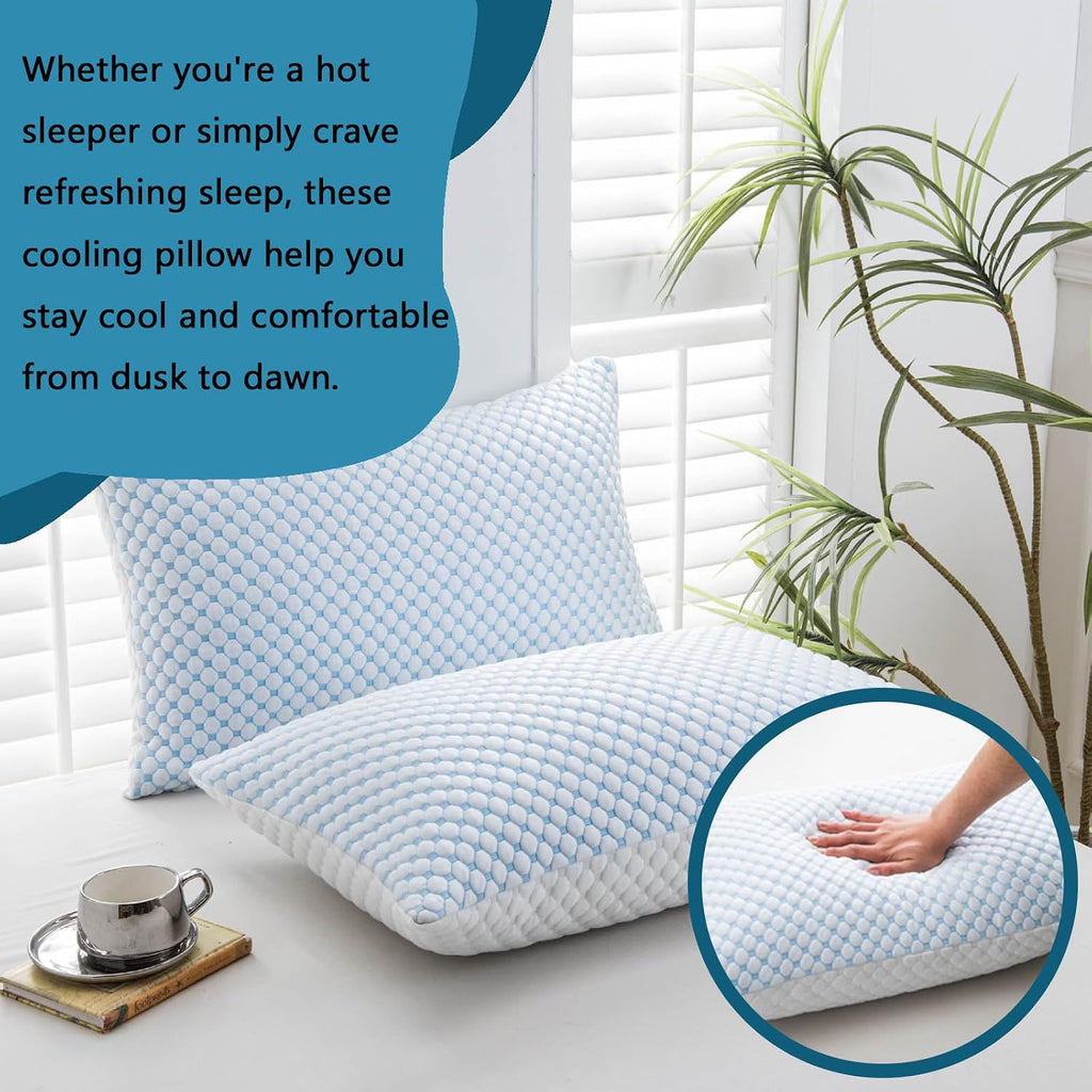 Mooppom Cooling Pillows for Sleeping, Shredded Memory Foam Cooling Pillow for Hot Sleepers, Adjustable Cool Bed Pillows for Side Bac…