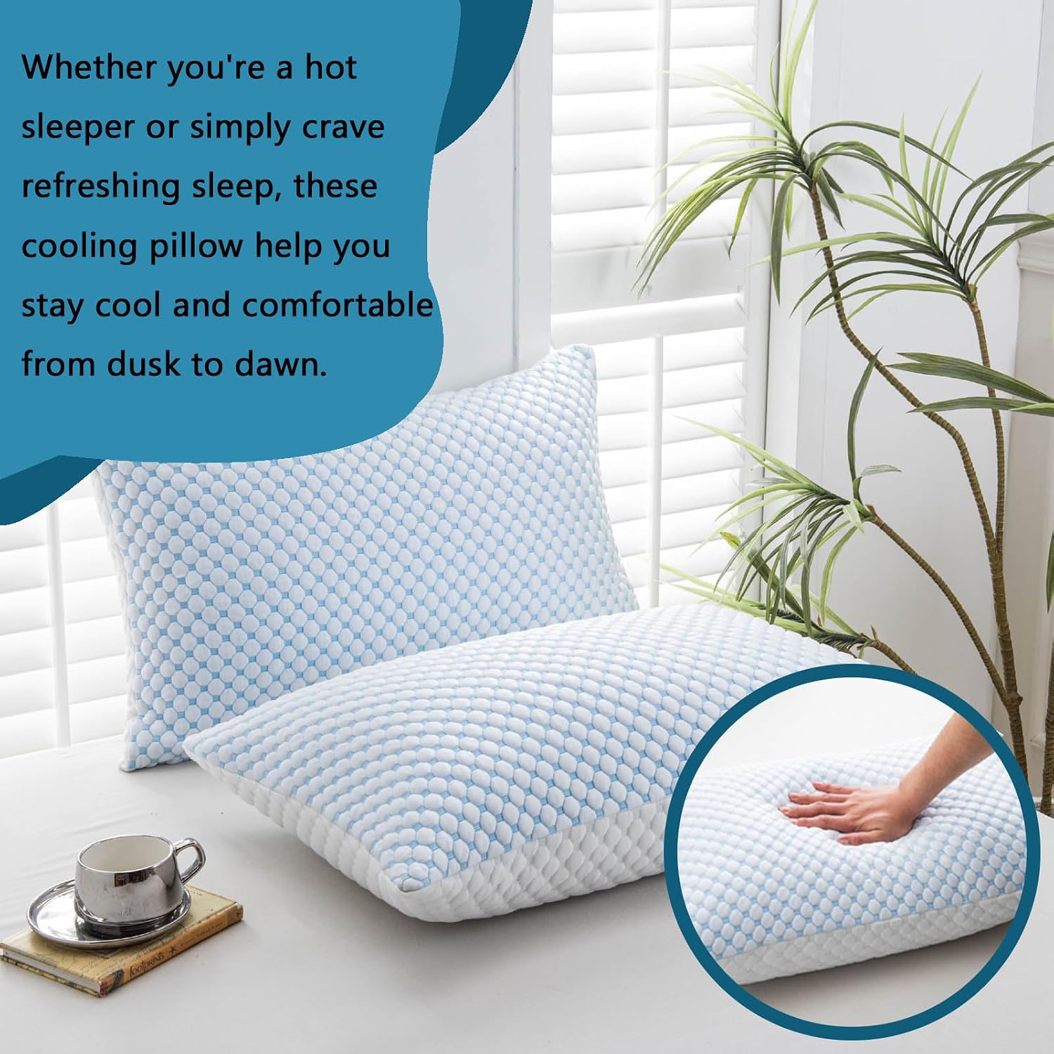 Mooppom Cooling Pillows for Sleeping, Shredded Memory Foam Cooling Pillow for Hot Sleepers, Adjustable Cool Bed Pillows for Side Bac…