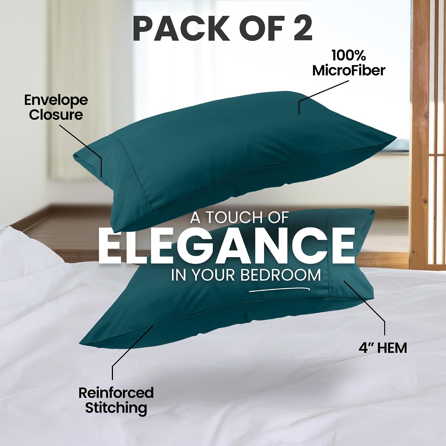 Utopiabedding Utopia Bedding Pillow Cases King Size 2-Pack – Soft Brushed Microfiber – Envelope Closure – Perfect for Hospitals, Hotels, Gu…