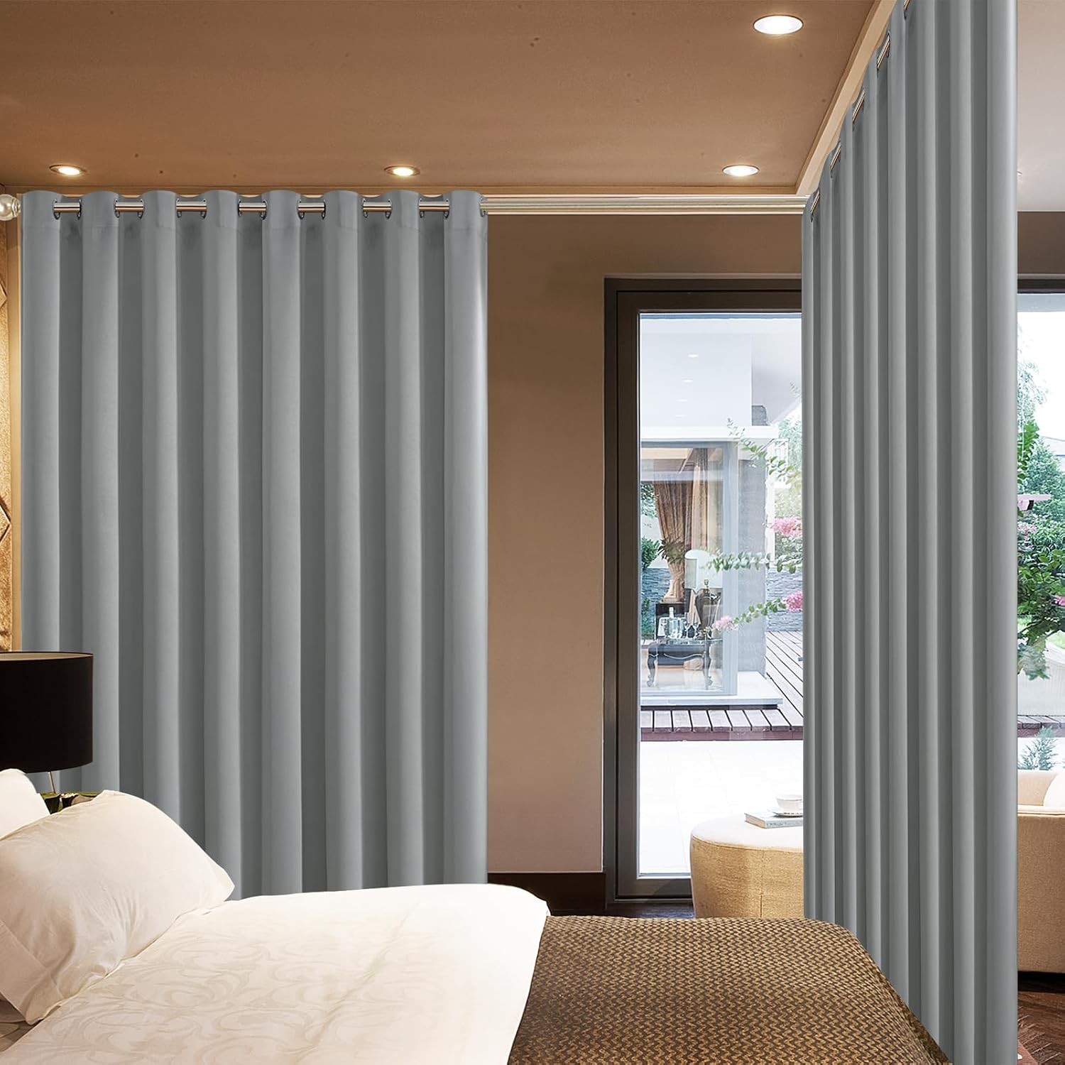 Yakamok Blackout Patio Curtains 100x96 Inches for Sliding Door Extral Wide Blackout Curtain Panels Thermal Insulated Room Divider - Grommet…
