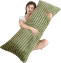 Memfydu Full Body Pillow with Fluffy Stripe Faux Fur Removable Cover, Long Bed Pillow Adult 20x54 Inches for Side Sleeper and Pregnancy, Sa…