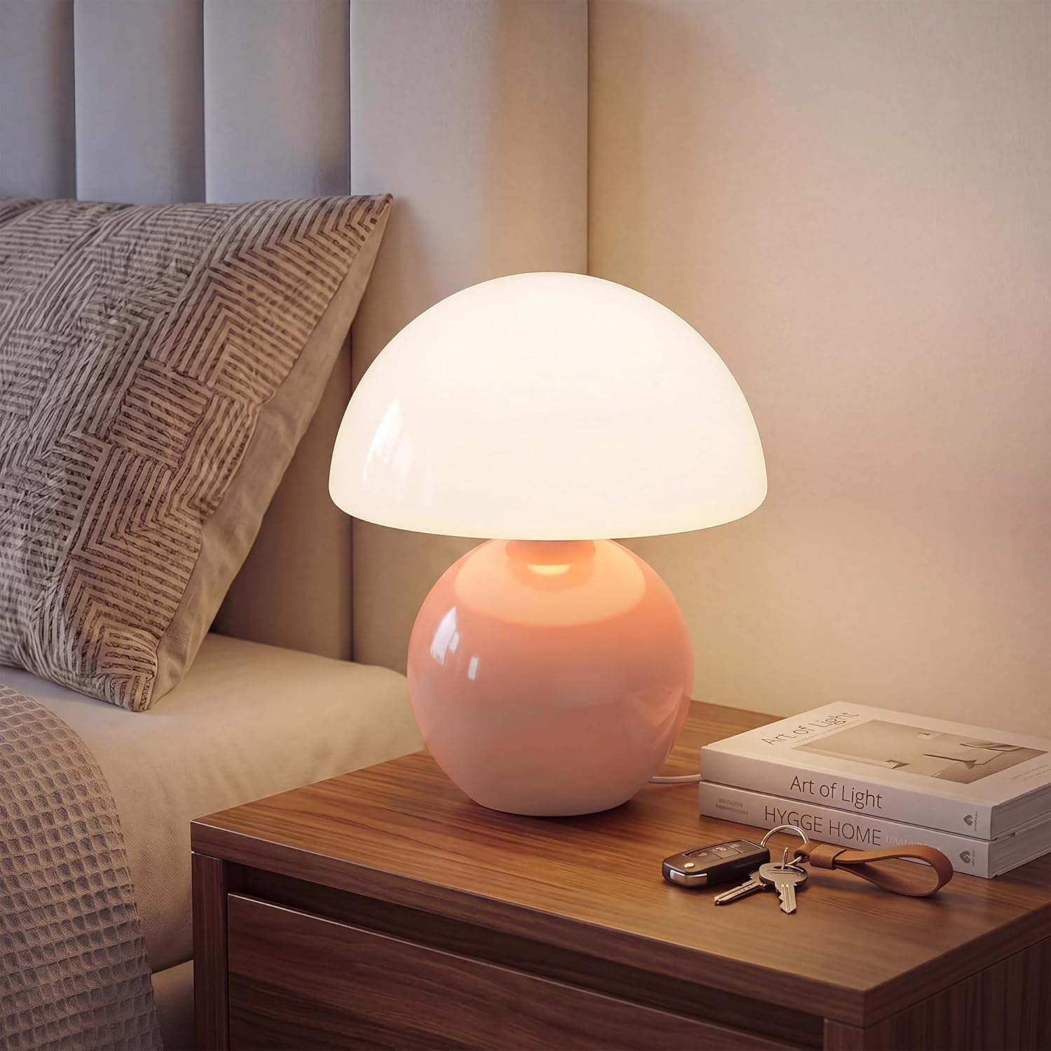 Dawnwake Mushroom Lamp Desk Lamp for Bedroom, Table Bedside Small Lamps for Living Room, Mushroom Decor Cute Mini Modern Mid Century Lamps…