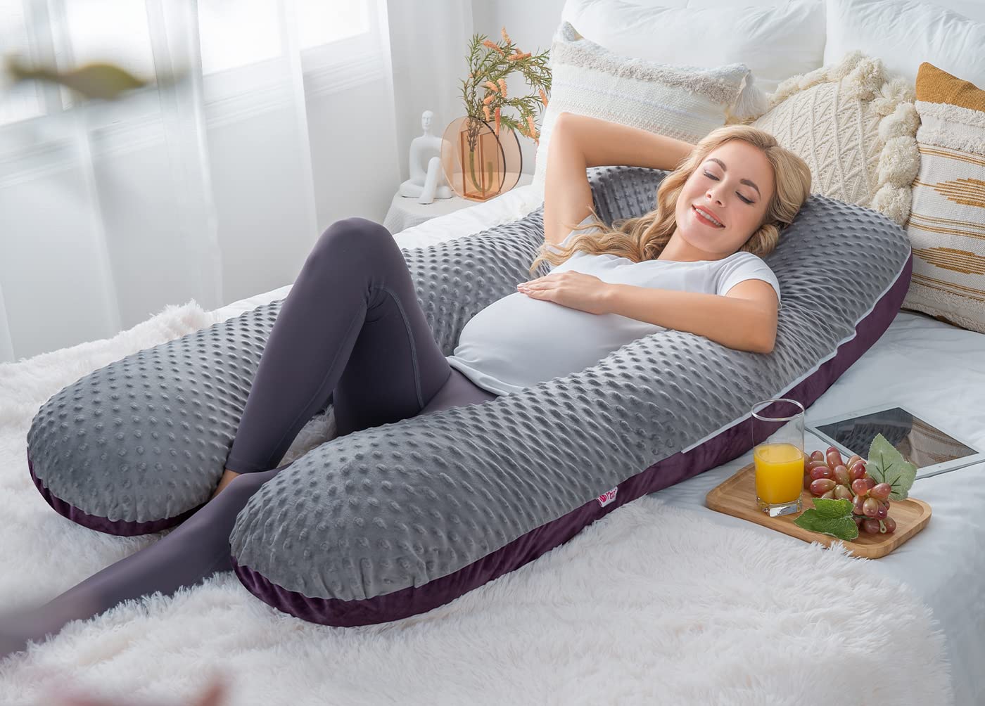 Meiz Pregnancy Pillow, Pregnancy Body Pillow, Pregnancy Pillows for Sleeping, Maternity Pillow for Pregnant Women with Velvet Cover, Grey &…