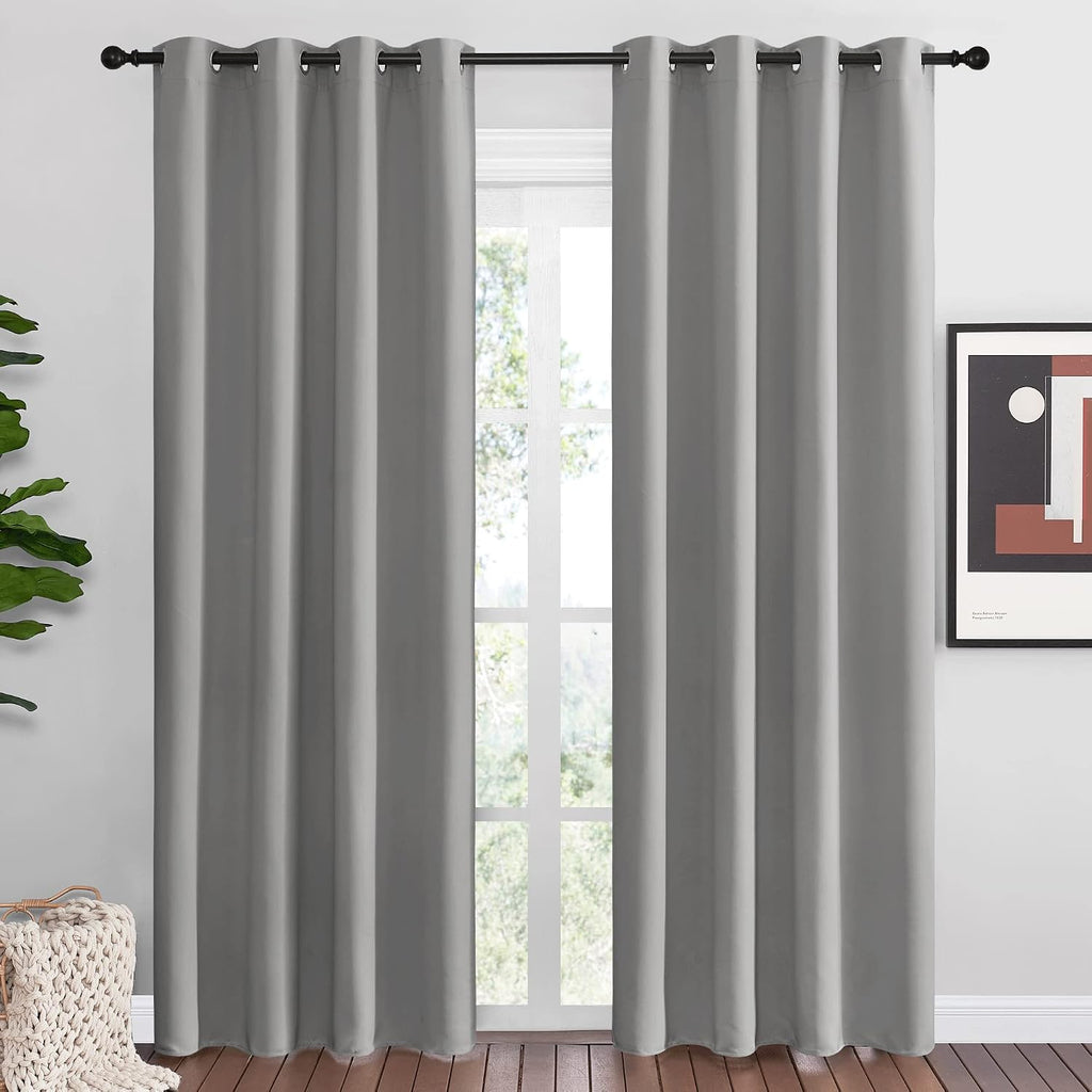 Nicetown Silver Grey Room Darkening Curtain Panels 86" Long for RV, Play Room, Studio, Heat Block Out and Keep Warm Drapes Window Treatment…