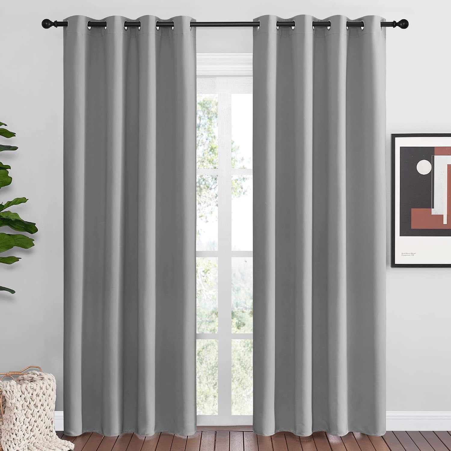 Nicetown Silver Grey Room Darkening Curtain Panels 86" Long for RV, Play Room, Studio, Heat Block Out and Keep Warm Drapes Window Treatment…