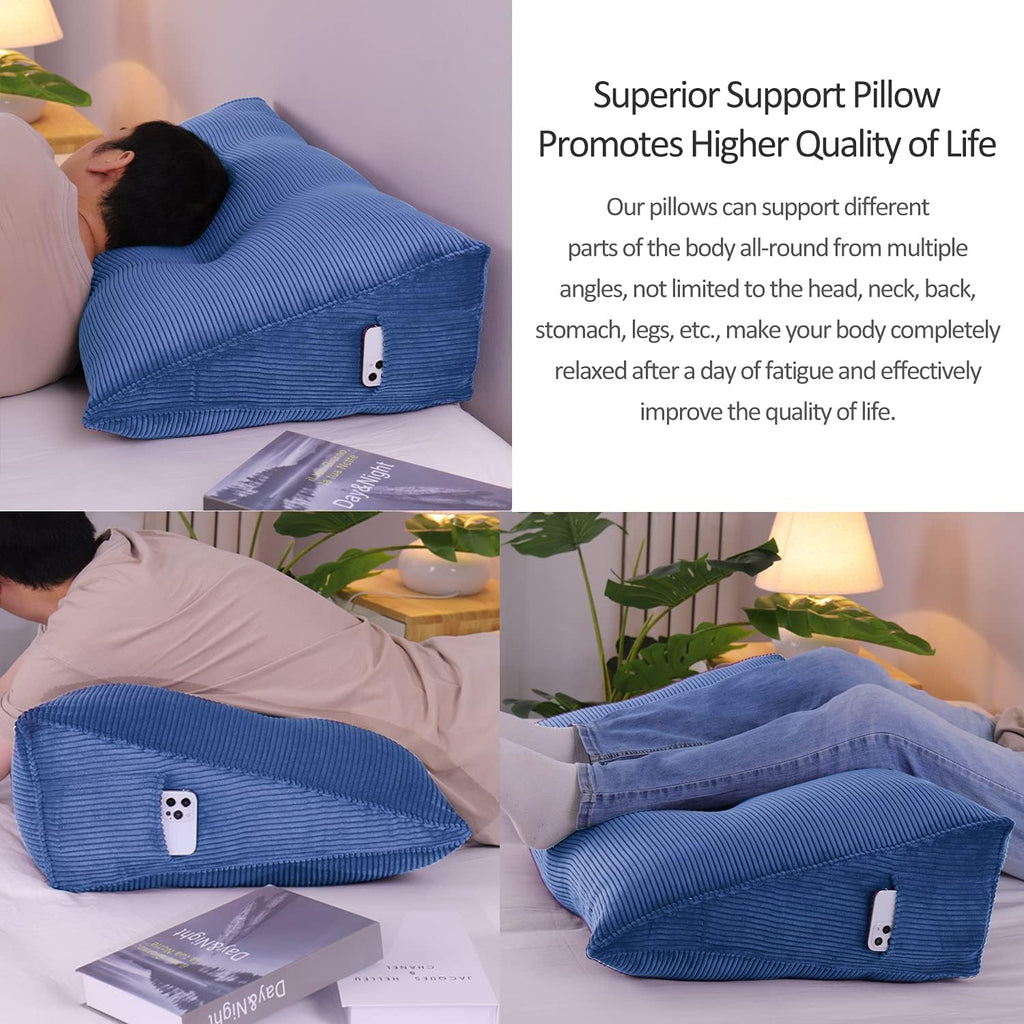 Daneey Headboard Pillow Queen, Triangular Wedge Headboard Pillow with Soft Corduroy Fabric, Wedge Bed Backrest Pillow for Sitting Up, Readi…