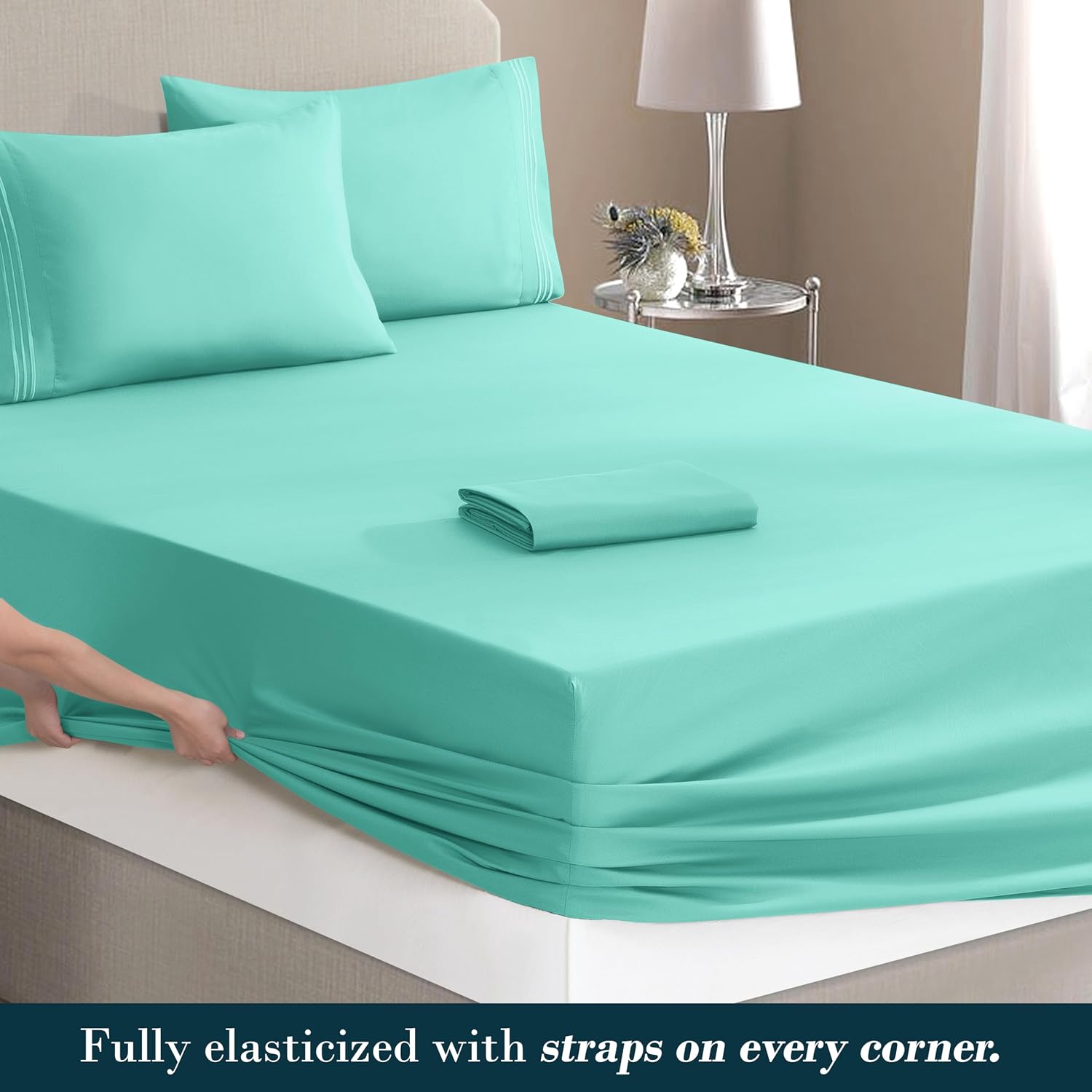 MocassiLuxuryBedding Mocassi Twin Size 4-Piece Bed Sheet Set - 1800 Hotel Quality Microfiber 18-24 Inches Extra Deep Pocket Fitted Sheet- L…