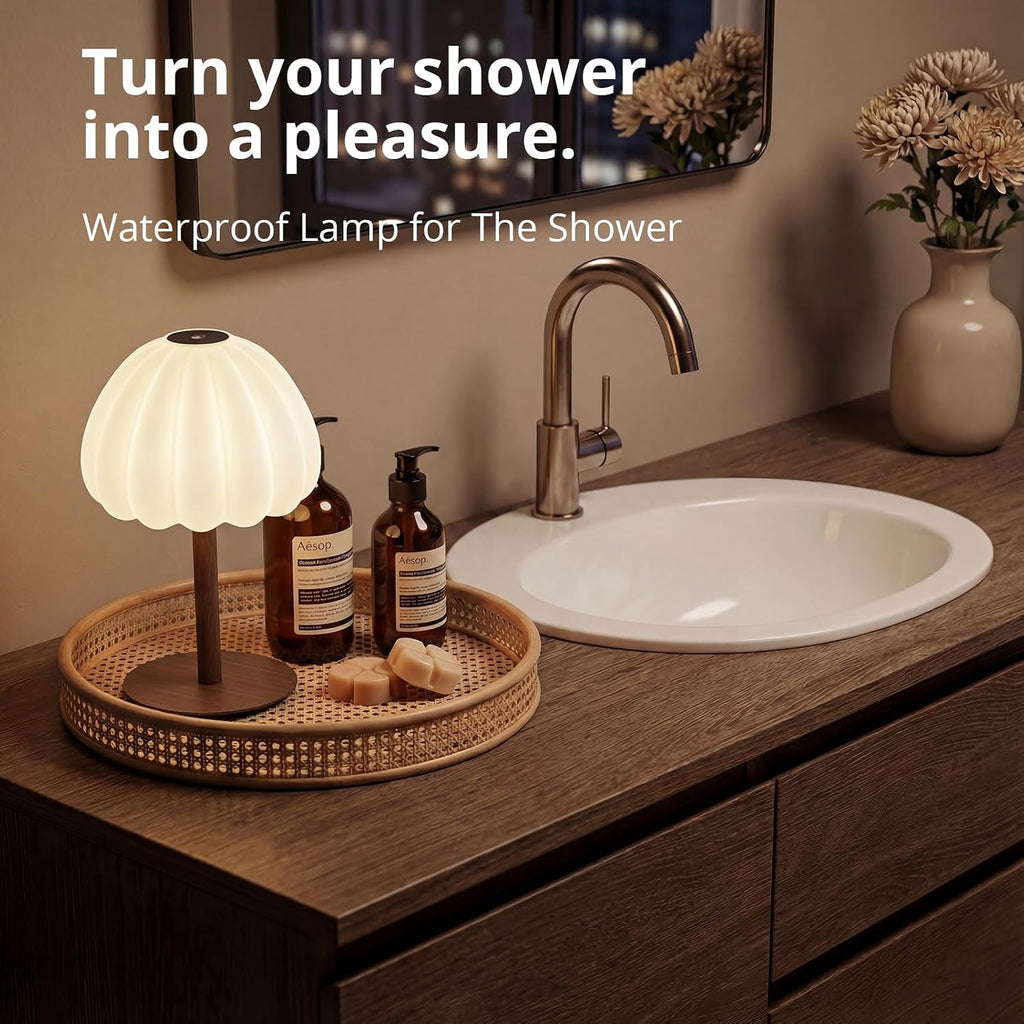 Hifree Rechargeable Waterproof Shower Lamp, IP65 Cordless Touch Dimmable Small Desk Light for Inside Shower, 4500mAh Battery Operated…