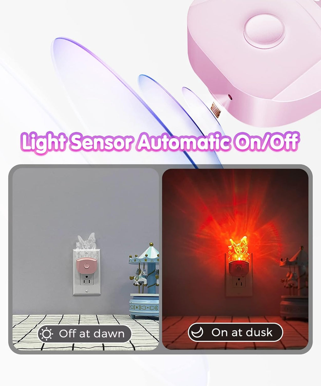 L LOHAS LED Kids Night Light, Butterfly Night Light for Kids, Dusk to Dawn Night Lights, RGB+Soft White 3000K, Nightlight for Girls Room…