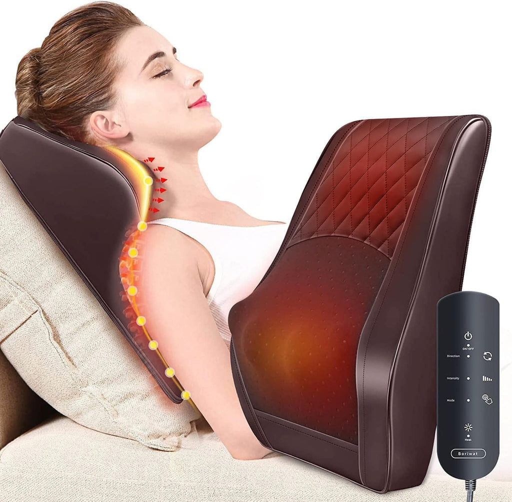 Boriwat Back Massager with Heat, 3D Kneading Massage Pillow for Back, Neck, Shoulder, Leg Deep Tissue, Gifts for Women Men Mom Dad(Brown) 1…