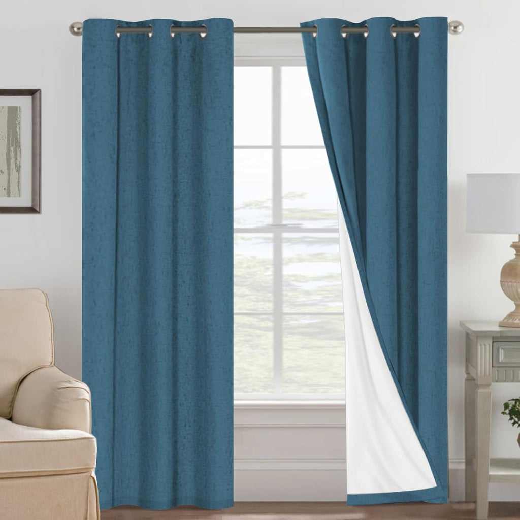 H.VERSAILTEX 100% Blackout Curtains for Bedroom Thermal Insulated Linen Textured Curtains Heat and Full Light Blocking Drapes Living Room…