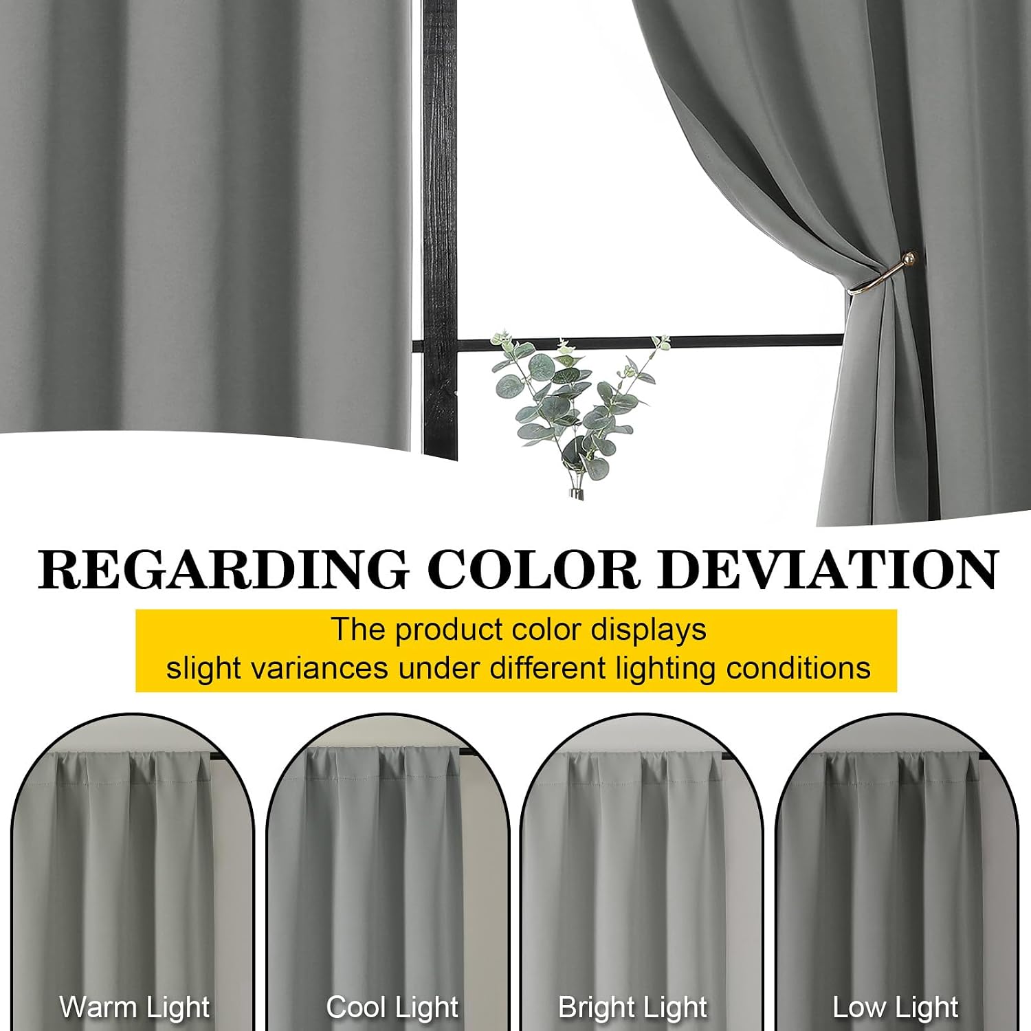 WelvetBLK Light Grey Room Darkening Curtains for Bedroom Living Room 45 Inch Length 2 Panels Set, Soft Solid Thermal Insulated Rod Pocket S…
