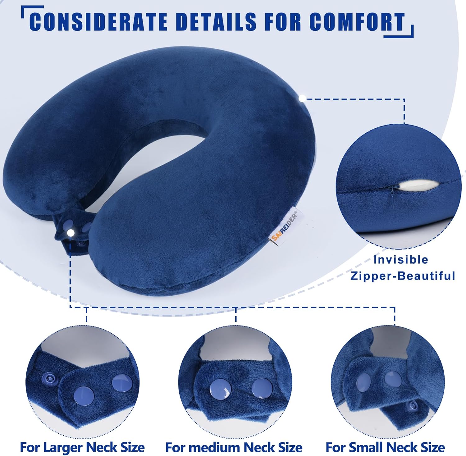 Saireider Travel Pillow 100% Memory Foam Airplanes Neck Pillows -help reduce The Heads from Falling Forward Travel Neck Pillows with…