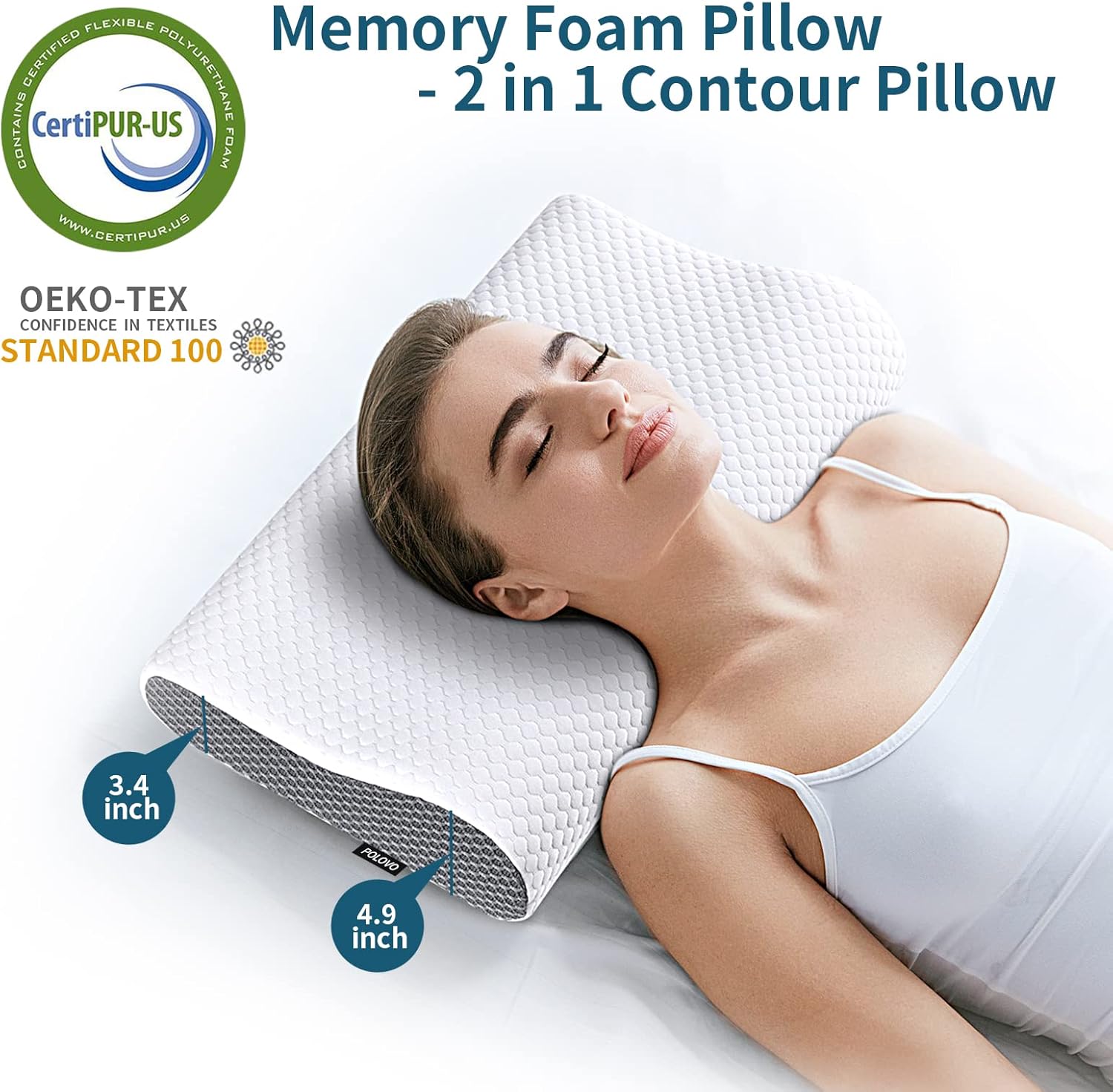 Polovo Neck Pillow Memory Foam for Bed Pillow for Sleeping, Ergonomic Orthopedic Cervical for Neck and Shoulder Pain, Side Back Stomach Sle…