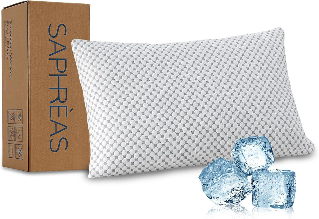 Saphreas Cooling Bed Pillows Queen for Sleeping, Luxury Hotel Shredded Memory Foam Pillows for Side Back Stomach Sleepers, Cool Firm Pillow…