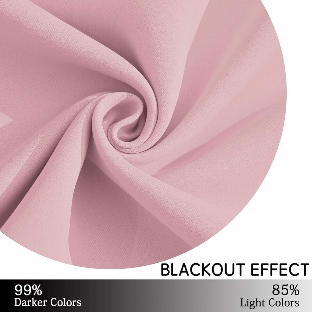 Yakamok Blackout Curtains Room Darkening Thermal Insulated with Grommet Window Curtain for Bedroom, 38Wx54L inch, Pink, 2 Panels