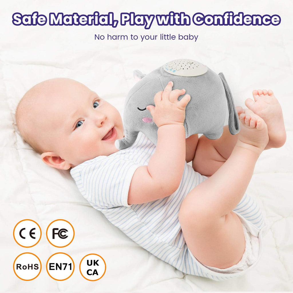 Berest Baby Elephant Soother Toy with Starry Night Light Projector, Shushing Heartbeat Plush Stuffed Animal with Lullaby Music & White Nois…